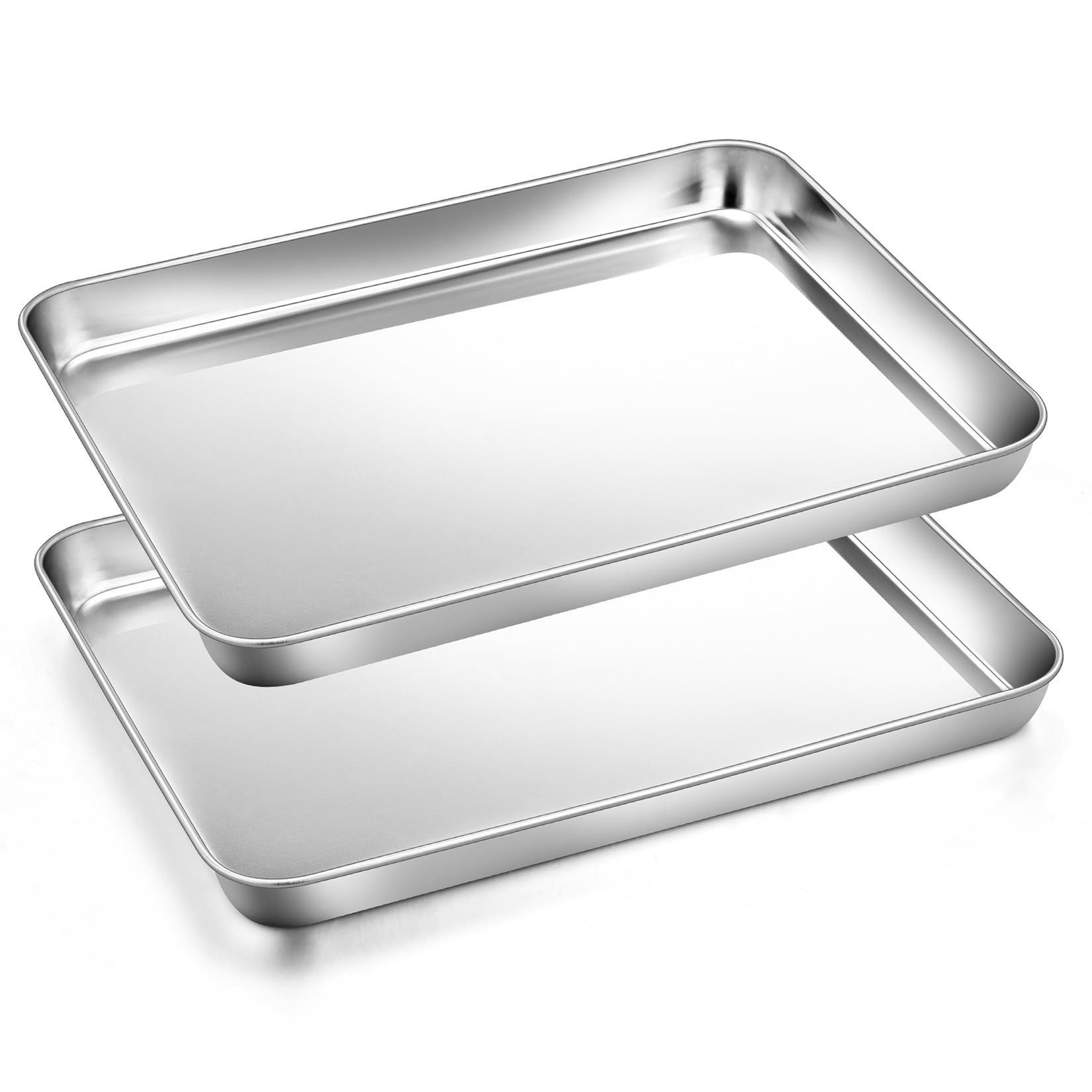 2Pcs Toaster Oven Baking Pan Set (9 Inch), Joyfair Stainless Steel Small Bakeware Tray Pans For Cookie Bacon Vegetable, Non Toxi