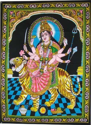 Rastogi Handicrafts Cotton Wall Hanging Indian 40'' X 30'' Poster Size (Durga-G)