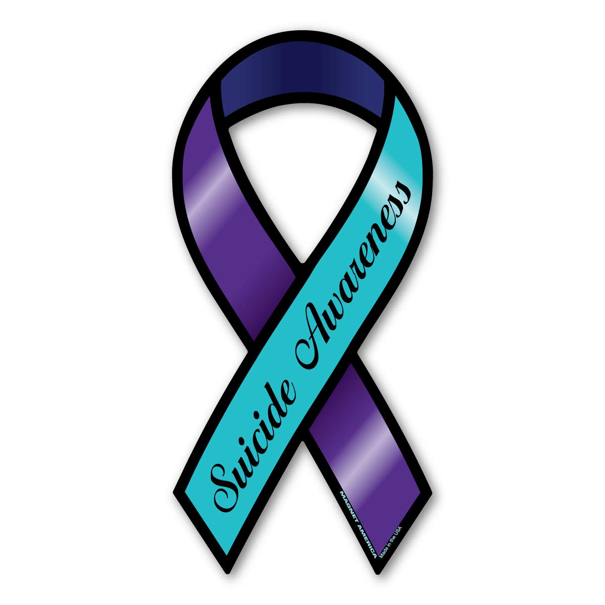 Suicide Awareness Large Ribbon Magnet By Magnet America Is 8'' X 3.875'' Made For Vehicles And Refrigerators
