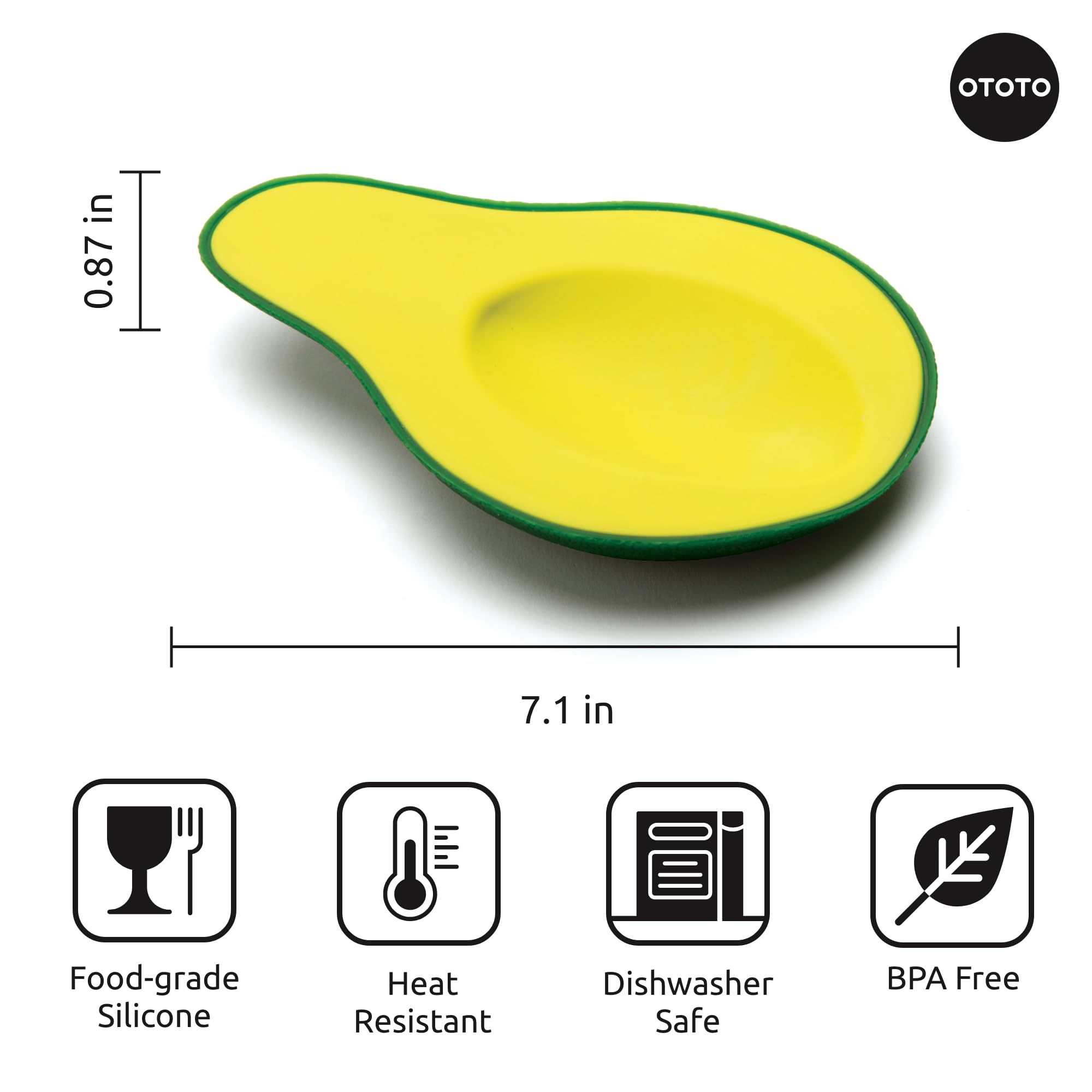 OTOTO Avocado Spoon Rest for Stove Top - Silicone Spoon Rest for Kitchen Counter, for Ladles, Tongs, Spatula Funny Cool Cute Kit