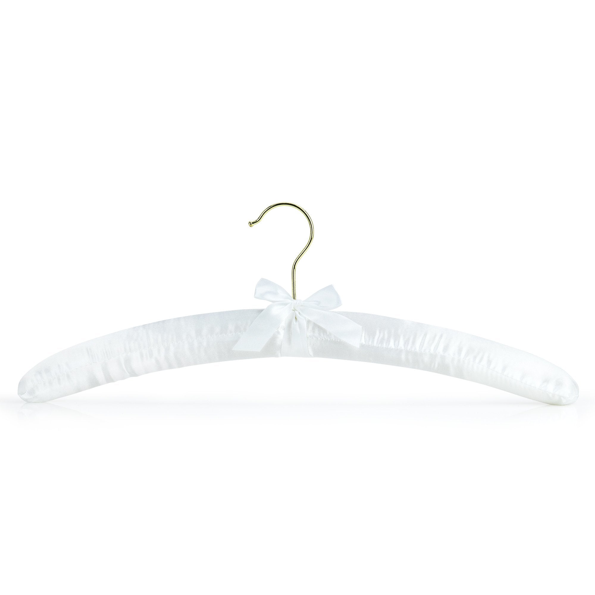Hangerworld 5 White 17Inch Classic Satin Padded Hangers For Wedding Dress Non-Slip With Gilt Hook