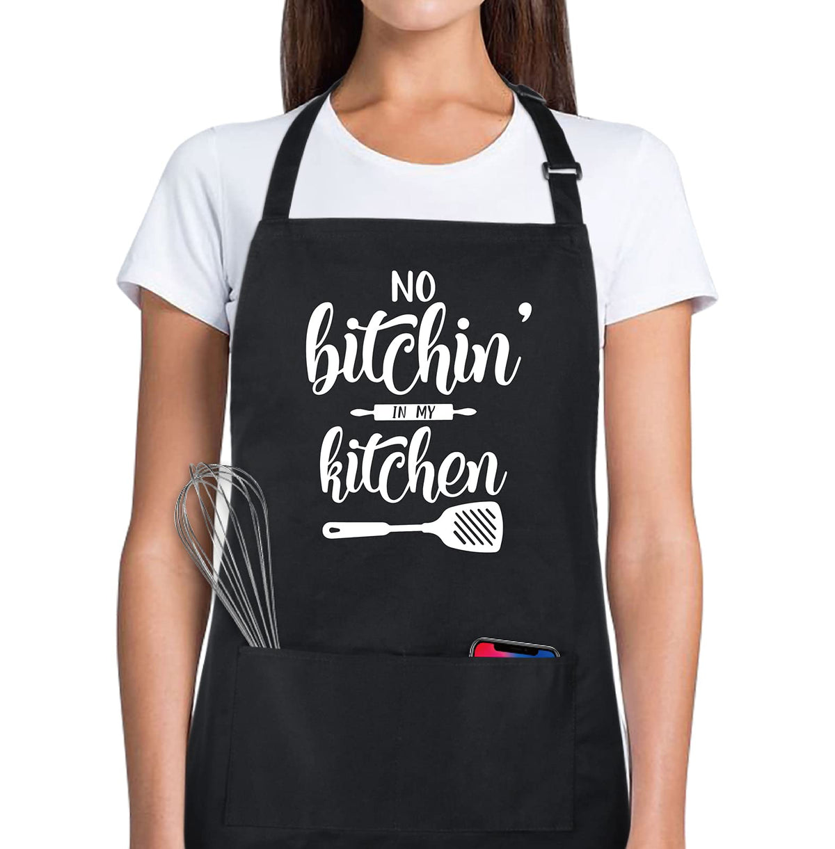 Xornis 100% Cotton Funny Apron For Women Men With 2 Pockets Kitchen Cooking Adjustable Chef Apron Gifts For Wife Husband Mother'