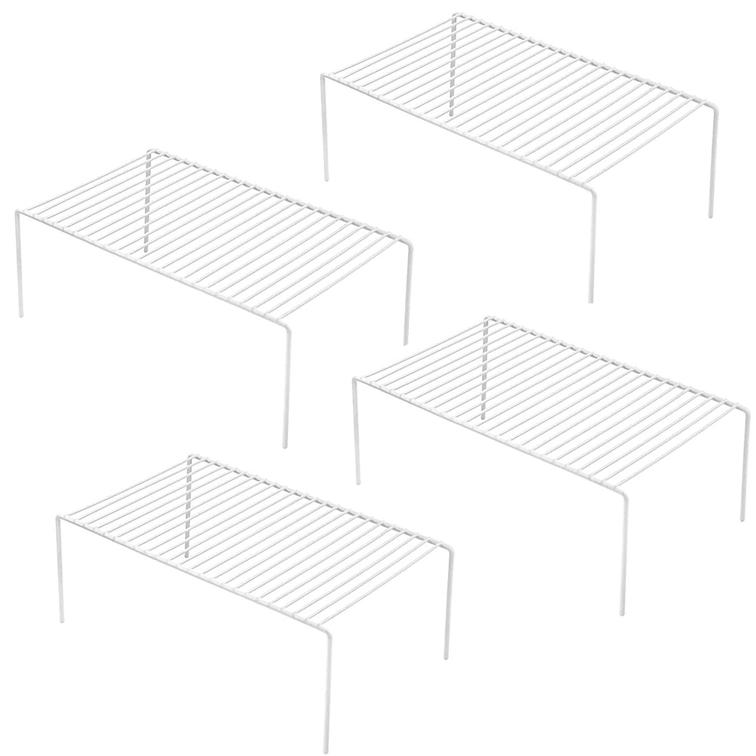 Gedlire Kitchen Cabinet Shelf Organizer Set Of 4, Medium (13 X 9.4 Inch) Metal Wire Pantry Storage Shelves, Dish Plate Racks For