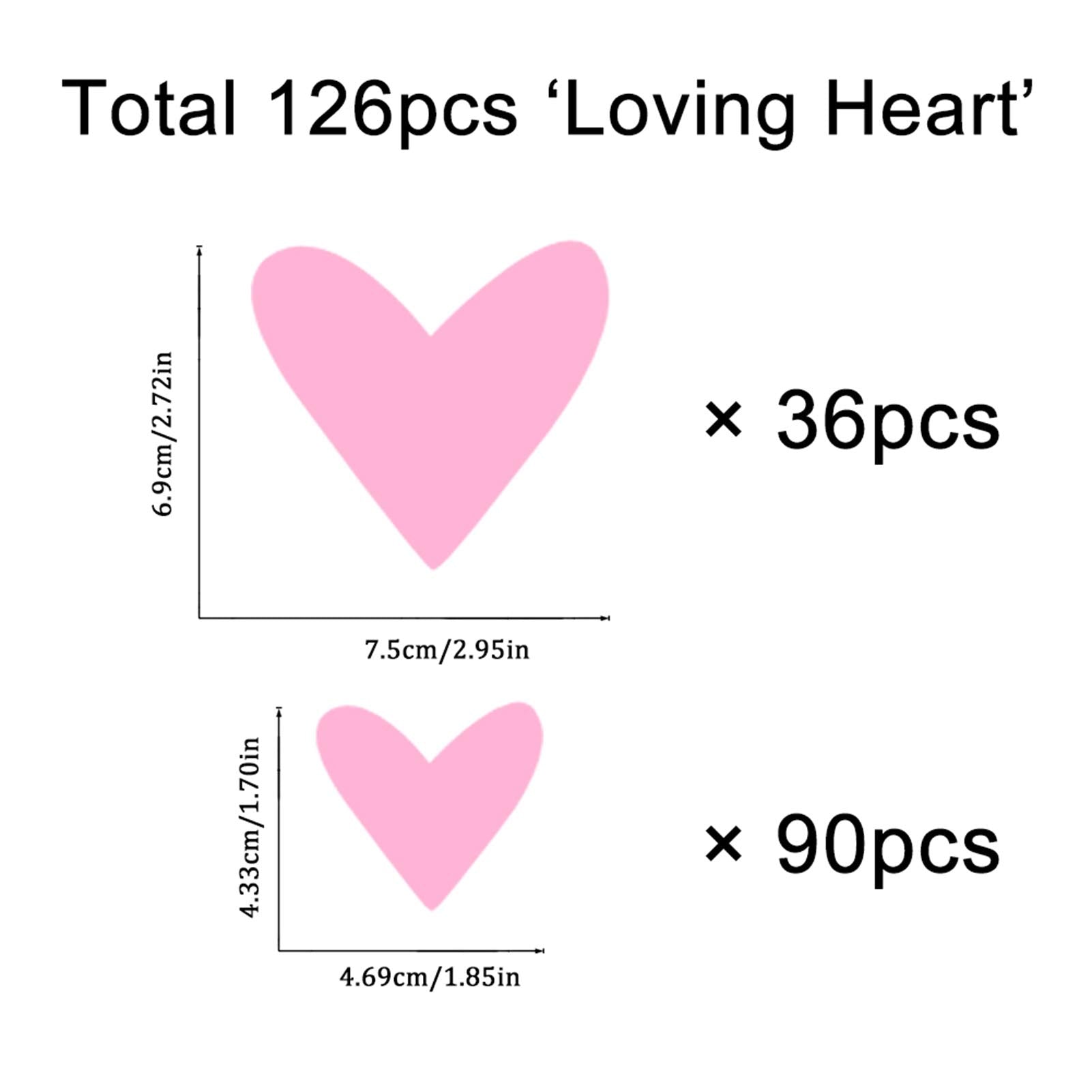 126 pcs Loving Heart Wall Decals for Girls Bedroom Kids Room Decor Toddler Girls Room Wall Decor Boho Pink Heart Wall Stickers Nursery Decor for Girls Kids Wall Decals