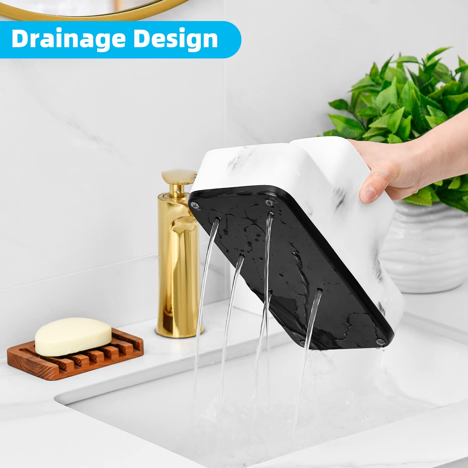 Vitviti Bathroom Counter Organizer, Toothbrush Holder For Bathroom, Resin Bathroom Organizer Countertop Storage For Cotton Ball/