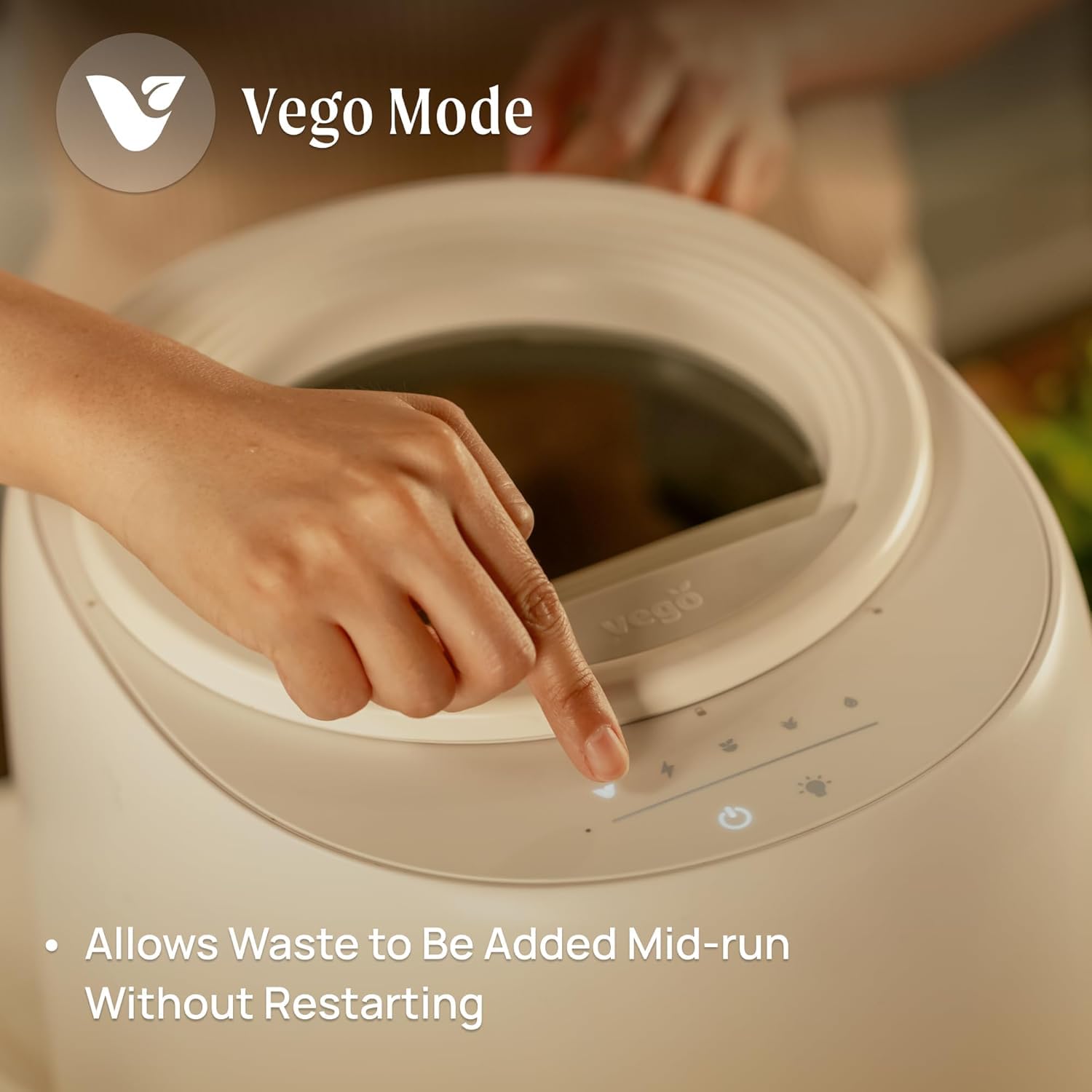 Vego Kitchen Composter, 4L Electric Composter Countertop 5 Modes Weight-Based Smart Compost Bin With App Odorless Auto-Cleaning