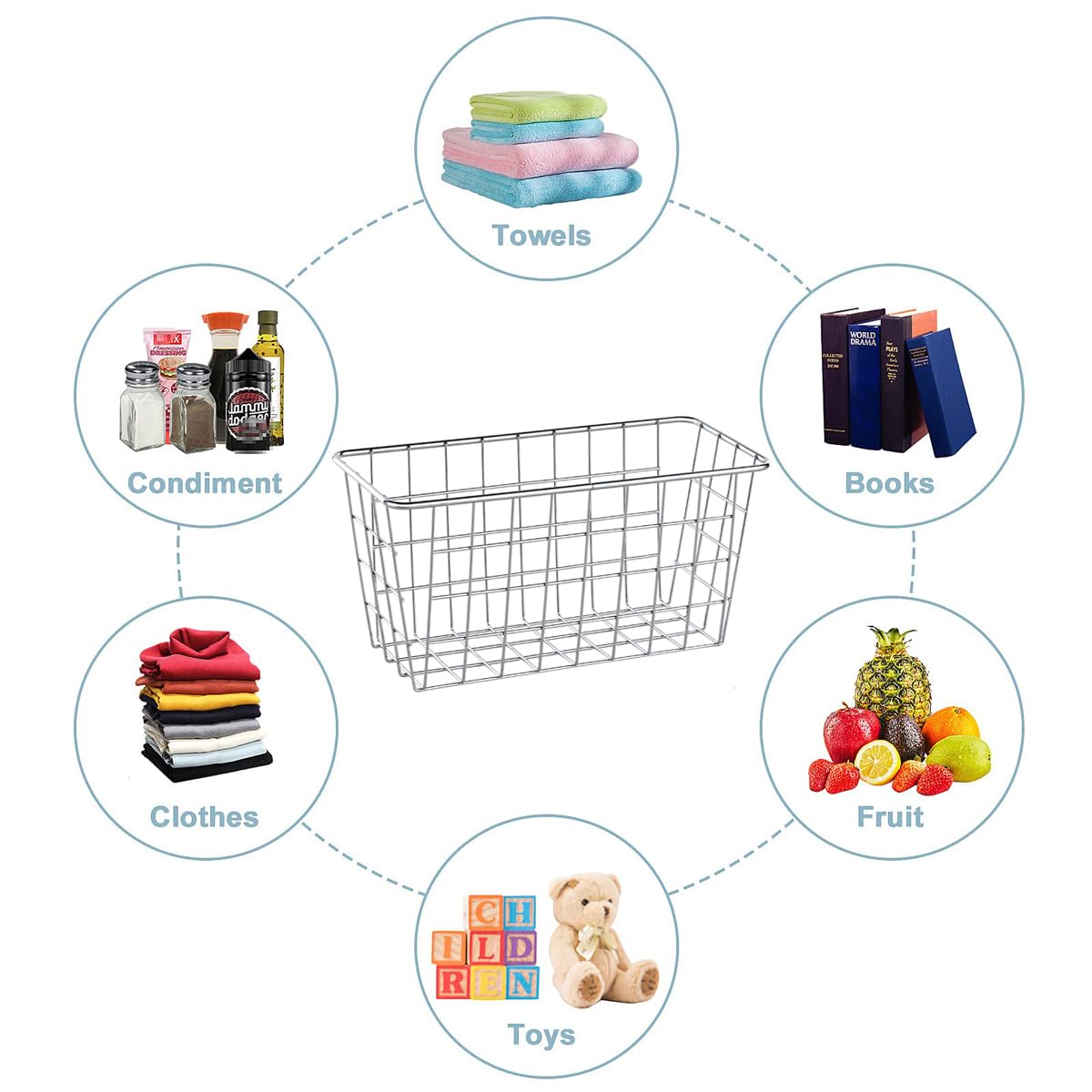 Junchu Cherry 2 Pack Hanging Storage Basket, Bathroom Basket, Household Goods Storage Basket, With Traceless Tape, No Drilling,