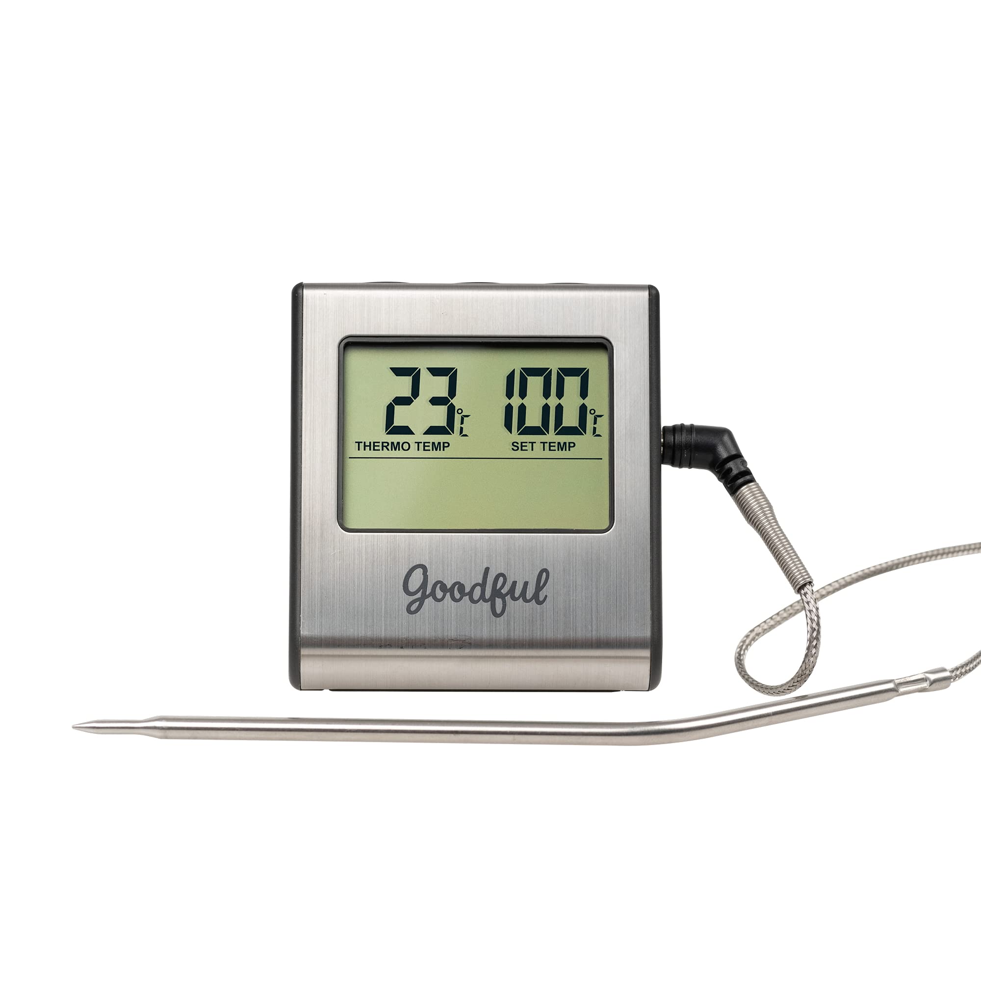Goodful Wired Probe Meat Thermometer With Timer, Programmed With Preset Usda Approved Temperatures For Different Types Of Meat,