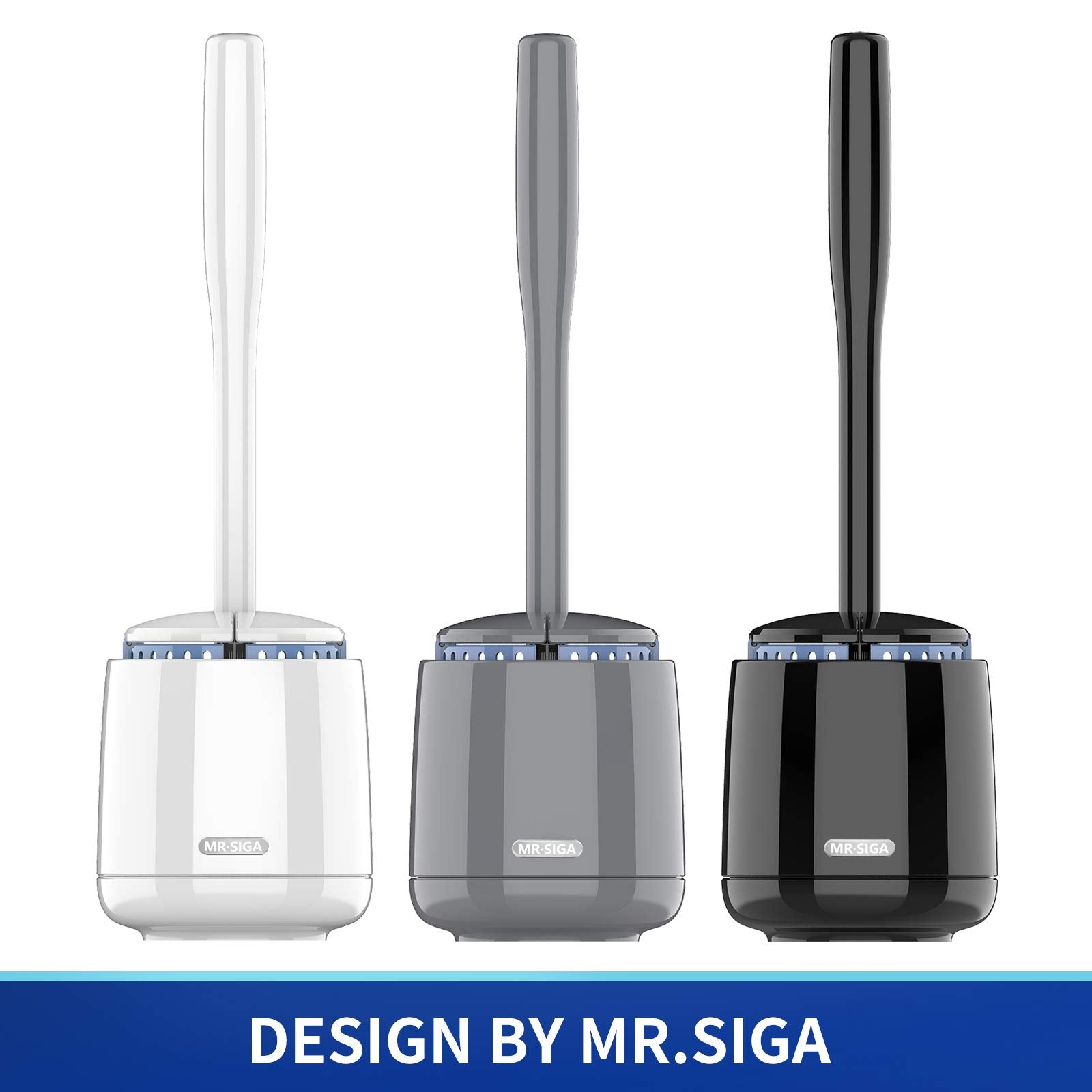 MRSIgA Toilet Bowl Brush and Holder  Premium Quality  with Solid Handle and Durable Bristles for Bathroom cleaning  Black  1 Pack