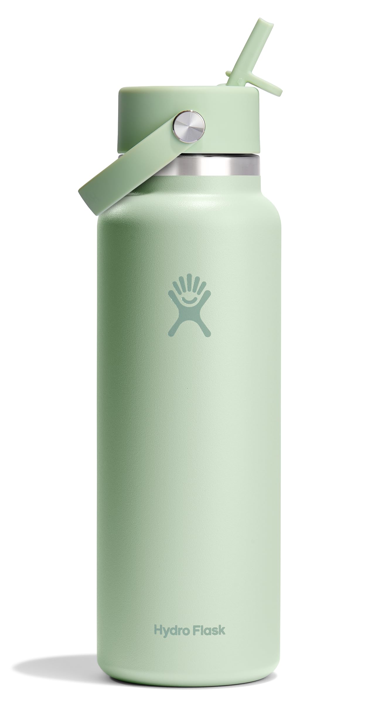 Hydro Flask Water Bottle - Insulated Stainless Steel - Wide Mouth Flex Straw Lid, Non Spill, Leakproof and Refillable in 40 Oz A