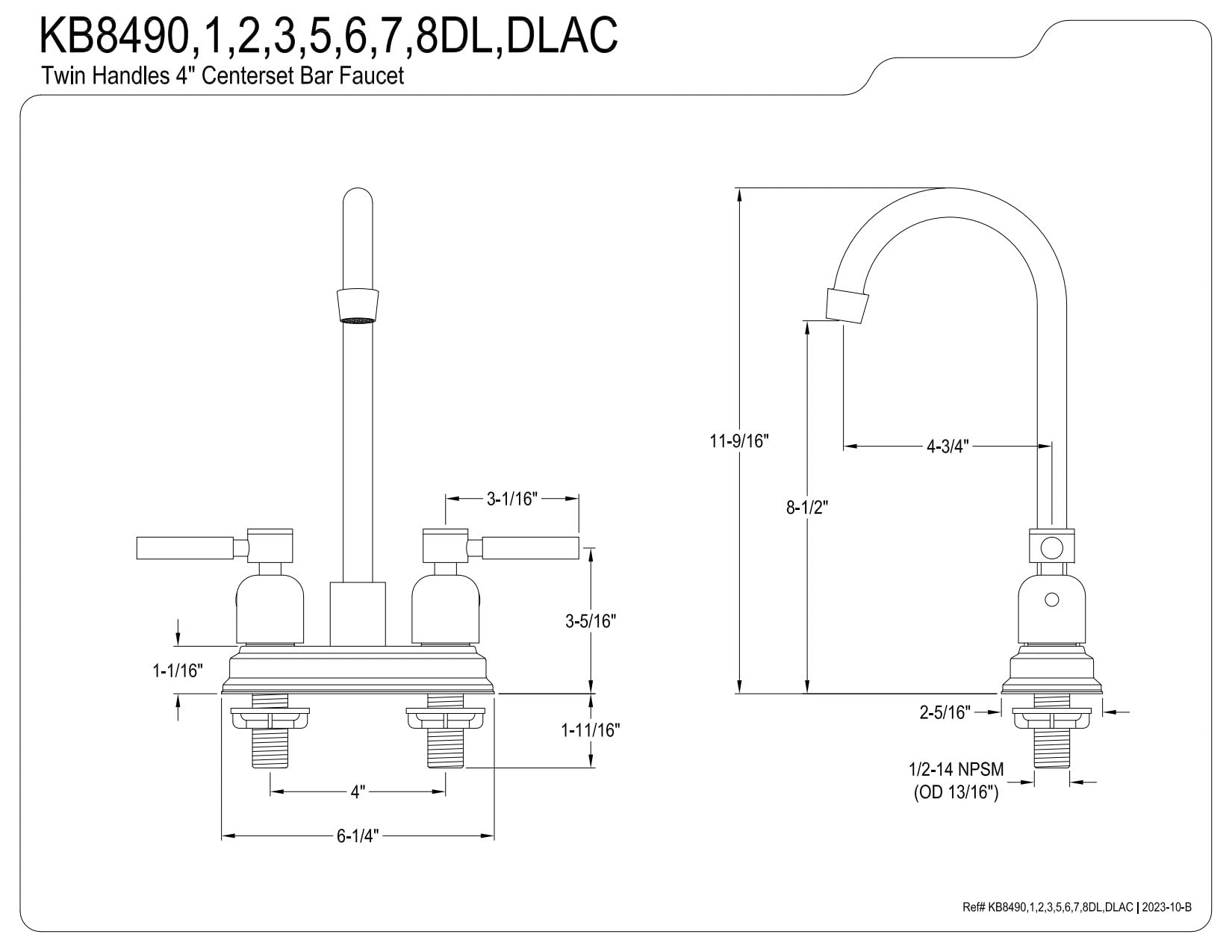 Kingston Brass Kb849Dlac Concord Bar Faucet, Antique Copper