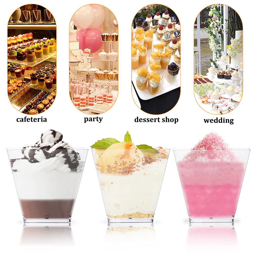 Jnnzzggu 50Pcs Square Mini Plastic Dessert Cups,3.5Oz Clear Plastic Parfait Appetizer Cup For Desserts,Appetizers,Ice Cream