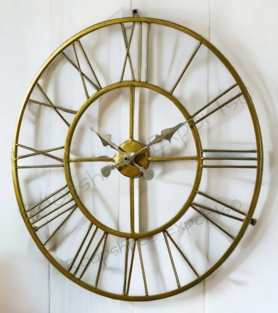Vintage Clock Gold Large Wall Clock/One Year Warranty / 9061-24, Iron, ?5W X 60H Centimeters, Analog