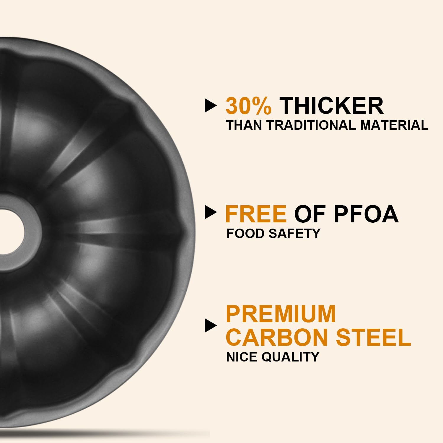 Oamceg 2 Pack Bunte Cake Pan Nonstick - 10 Inches Fluted Tube Cake Pans For Baking, 12 Cups Heavy Duty Carbon Steel Tube Pan Bak