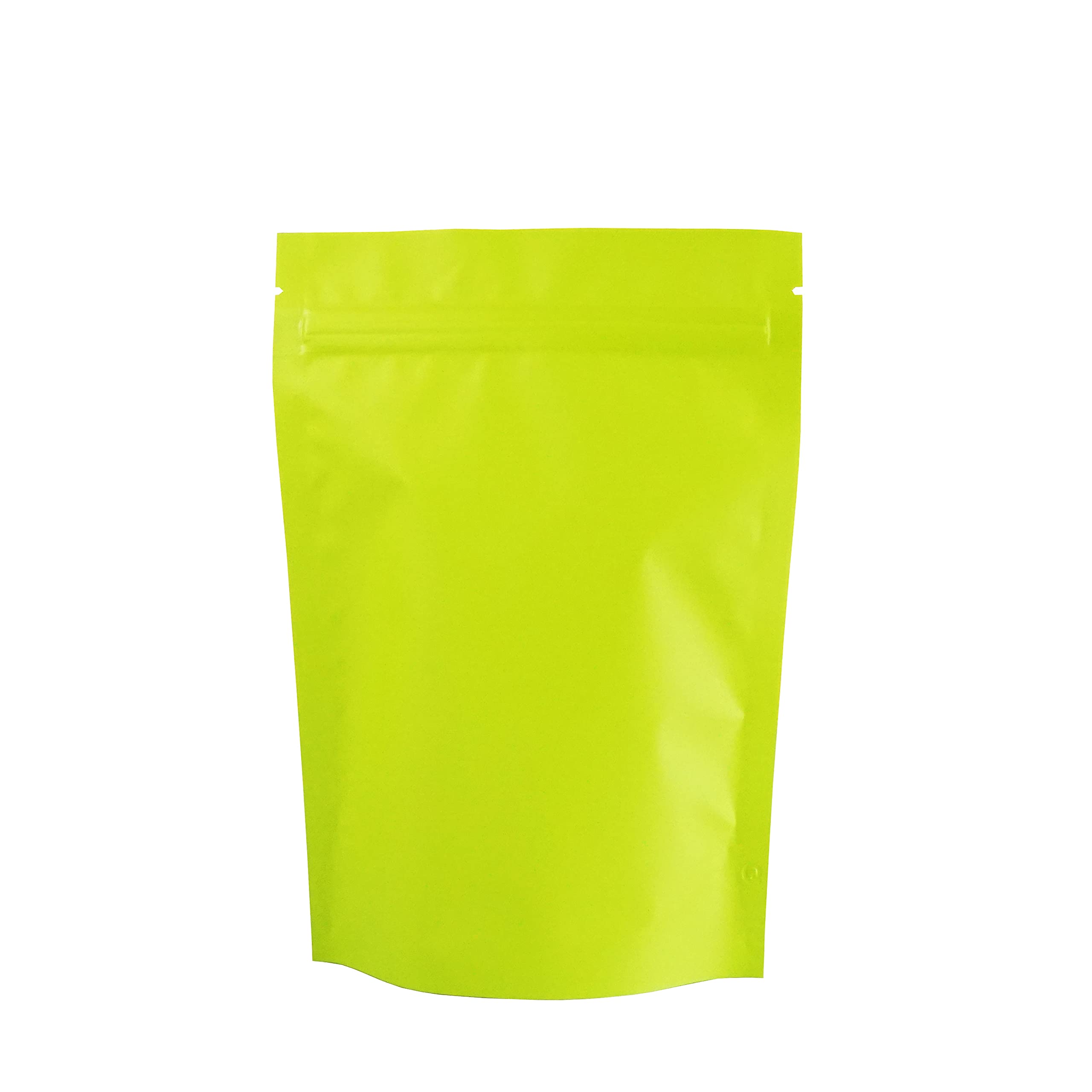 100PCS Matte Double-Sided Colored Stand-Up Bags (14x20cm (5.5x7.9), Lime Green)