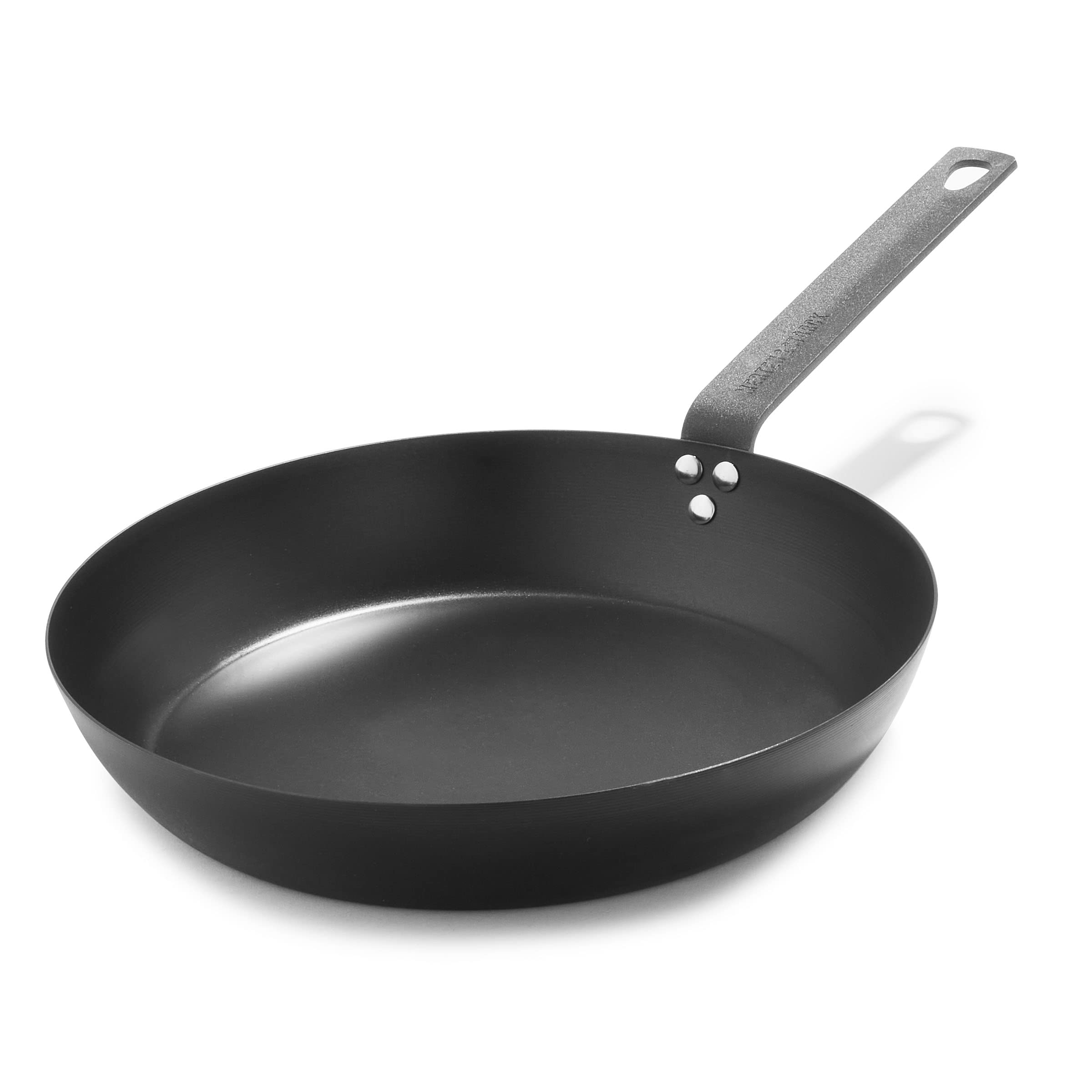 Merten & Storck Pre-Seasoned Carbon Steel 12 Frying Pan Skillet, Cast Iron Lightweight, Durable, Sear Grill Broil Fry, Indoor Ou