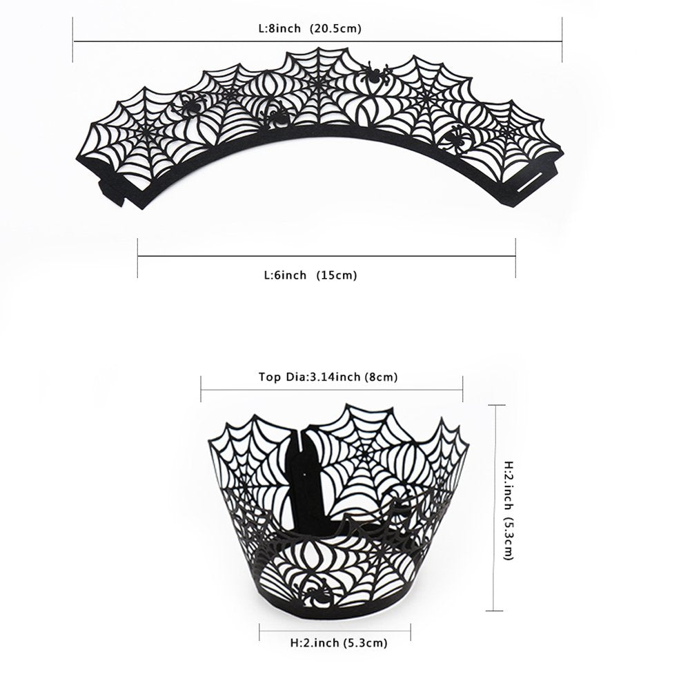 Binaryabc Halloween Cupcake Wrappers,Spider Web Cupcake Wrapper,Halloween Party Decorations Supplies 36Pcs