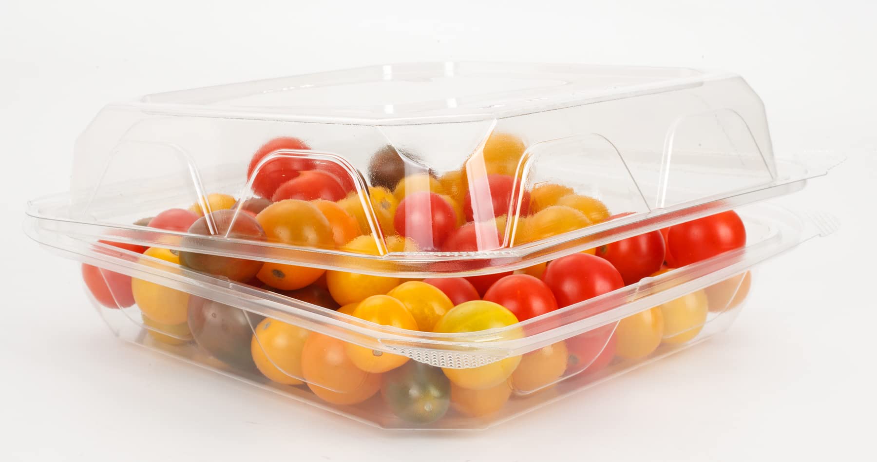 Golden Apple, Clear Plastic Square Hinged Food Container, 8 Length x 8 Width x 3 Depth, 20pieces