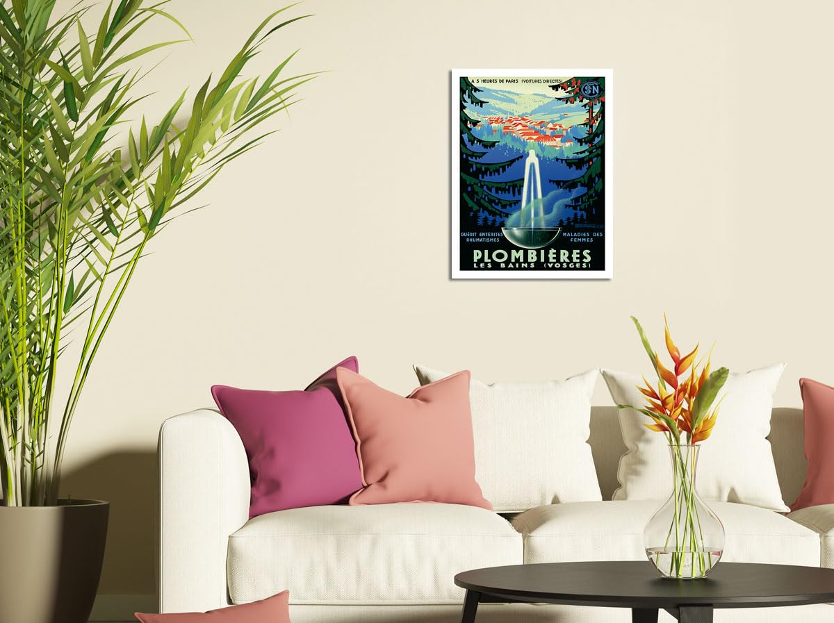 Mineral Baths At Plombi  Res-Les-Bains Vosges France - Vintage Travel Poster By Adrien S  N  Chal C.1939 - Fine Art Rolled Canva