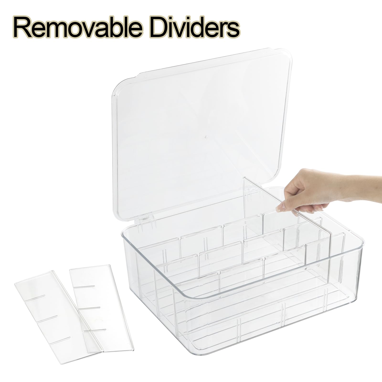 ZEXALOR Socks Underwear Drawer Organzier Dividers, 16 Compartment Removable Divided Plastic Storage Bin with Lid, Storage Organi
