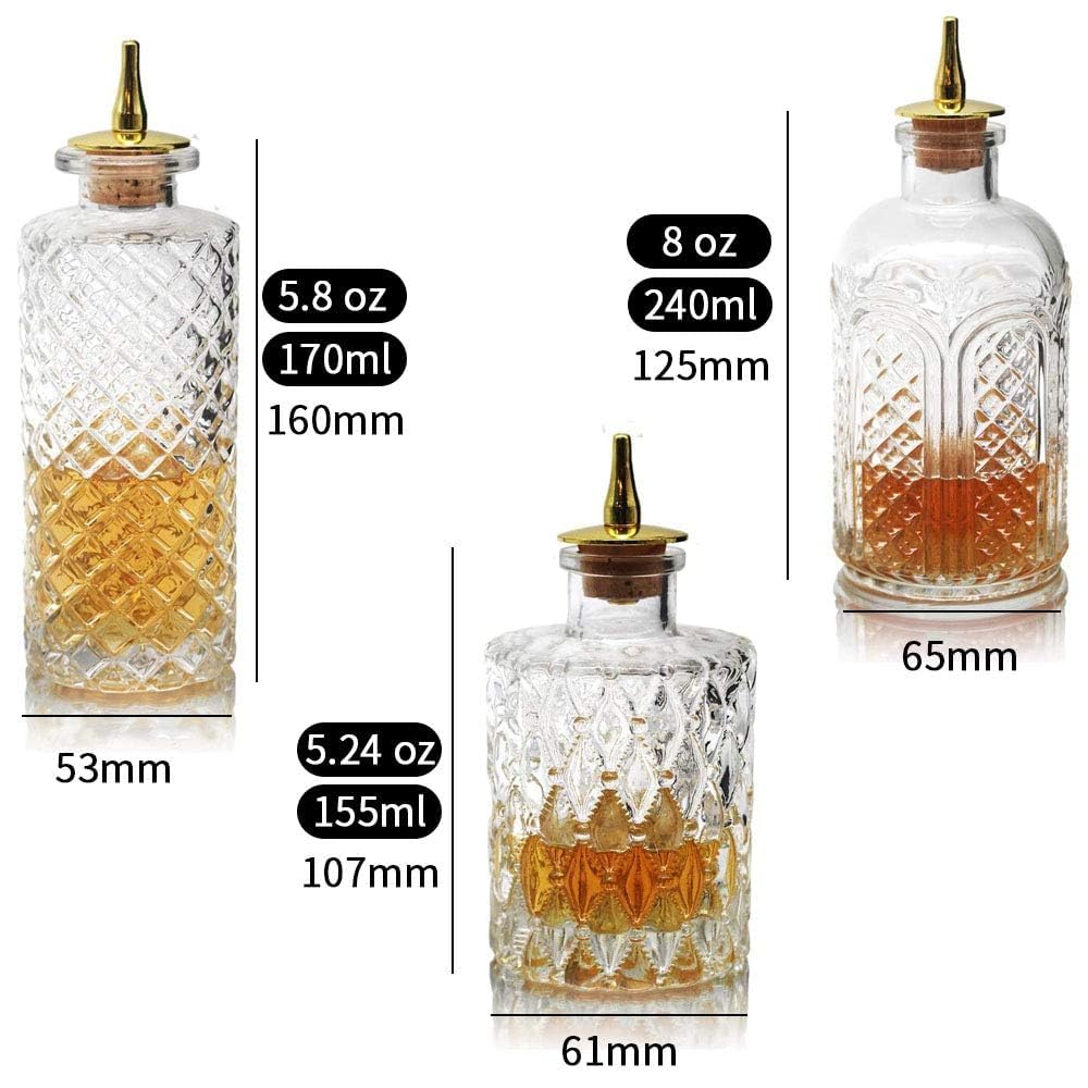 Suprobarware Bitters Bottle For Cocktails - Glass Dasher Bottles With Dash Tops, Great For Bartender,Home Bar
