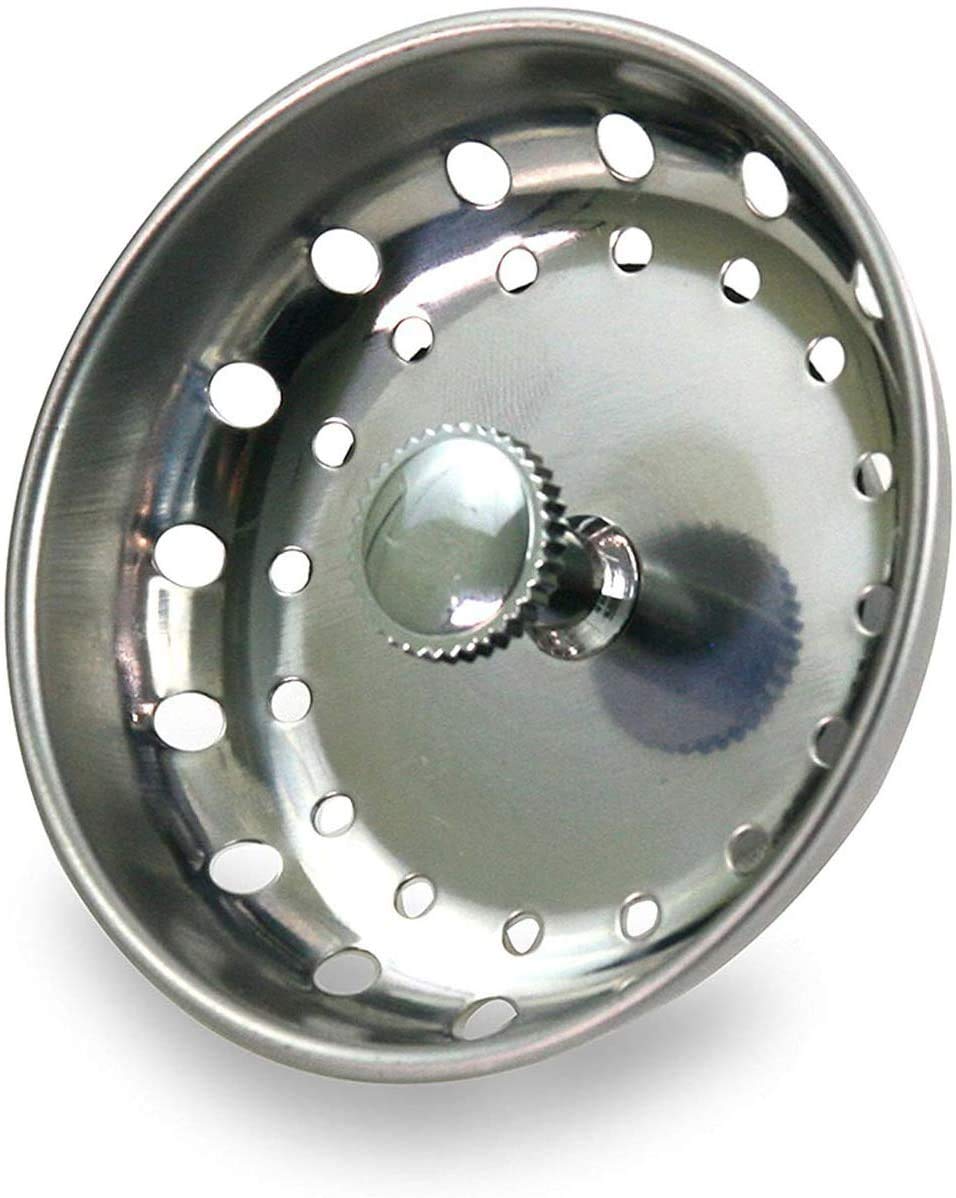 Highcraft 97333 Kitchen Sink Basket Strainer Replacement For Standard Drains (3.25 Inch) Chrome Plated Stainless Steel Body With