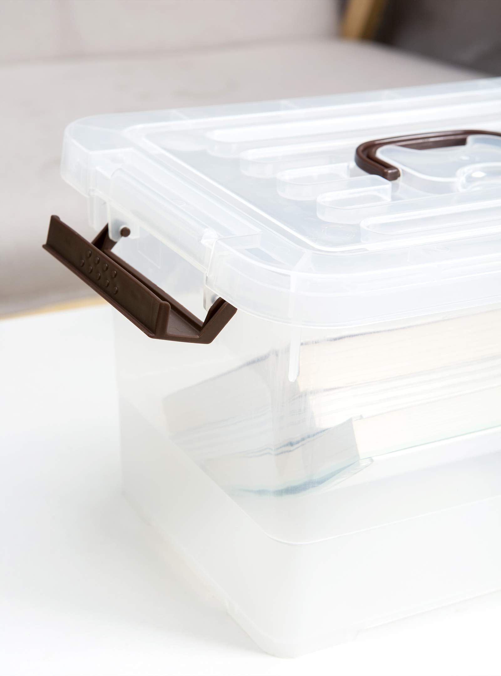 Yyxb 4 Pack-Plastic Storage Bins With Lids And Handle, Clear Plastic Latching Box For Storage, Stackable Storage Containers For