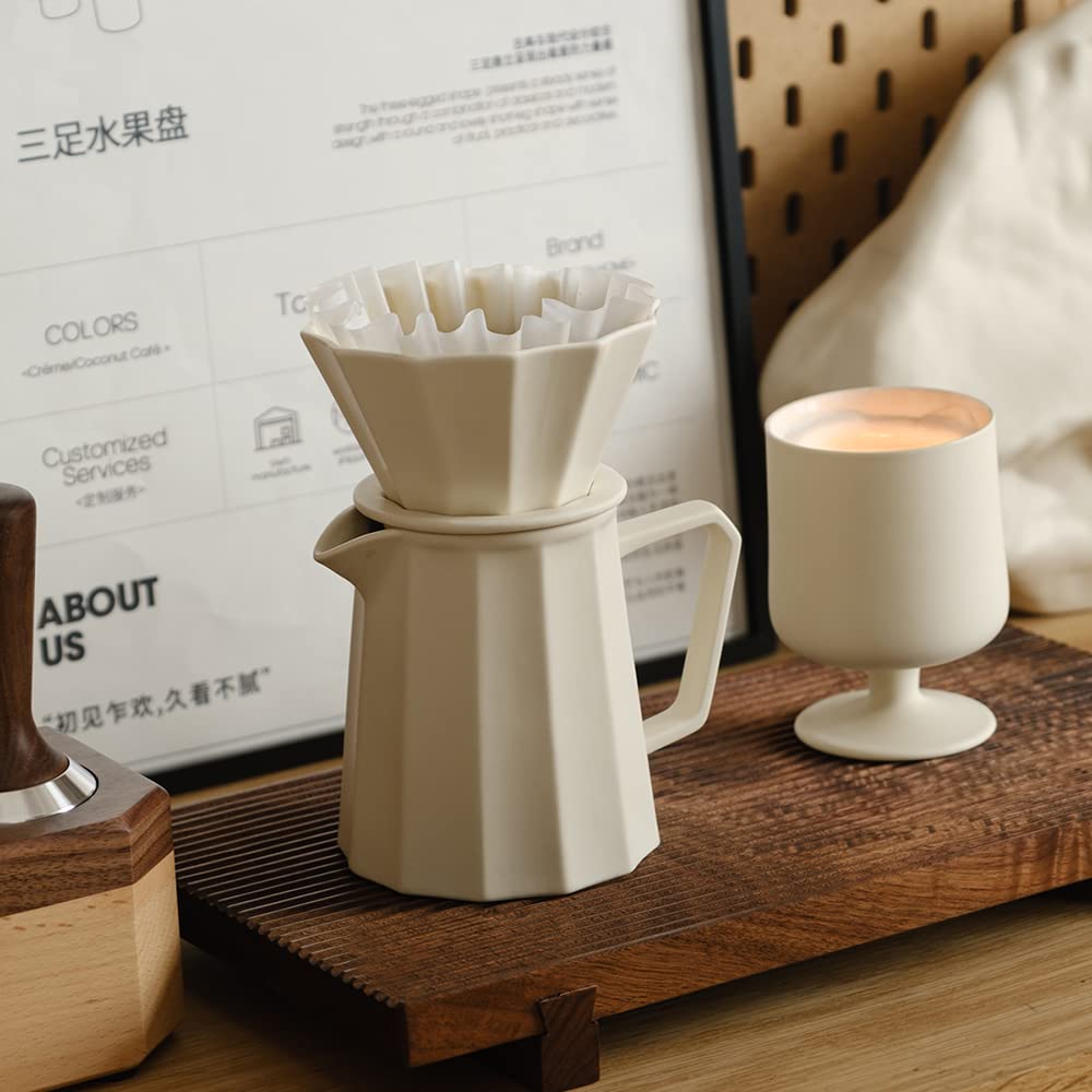 Pour Over Coffee Maker, Multi-Sided Petal Design, Matte Crme, 9.6Oz
