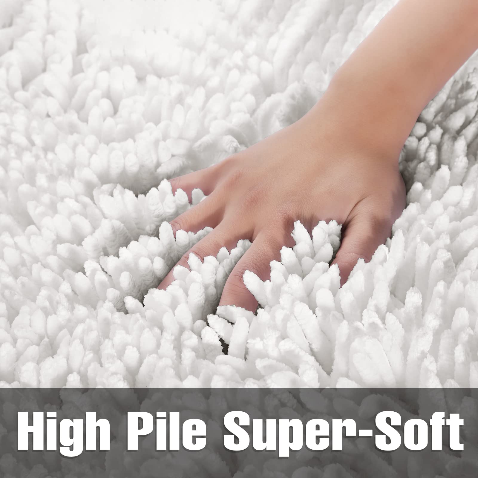 Yimobra Long Chenille Bathroom Rug Mat 44.1 X 24, Soft Comfortable Non-Slip Large Size Bath Mat, Super Absorbent, Machine Washab