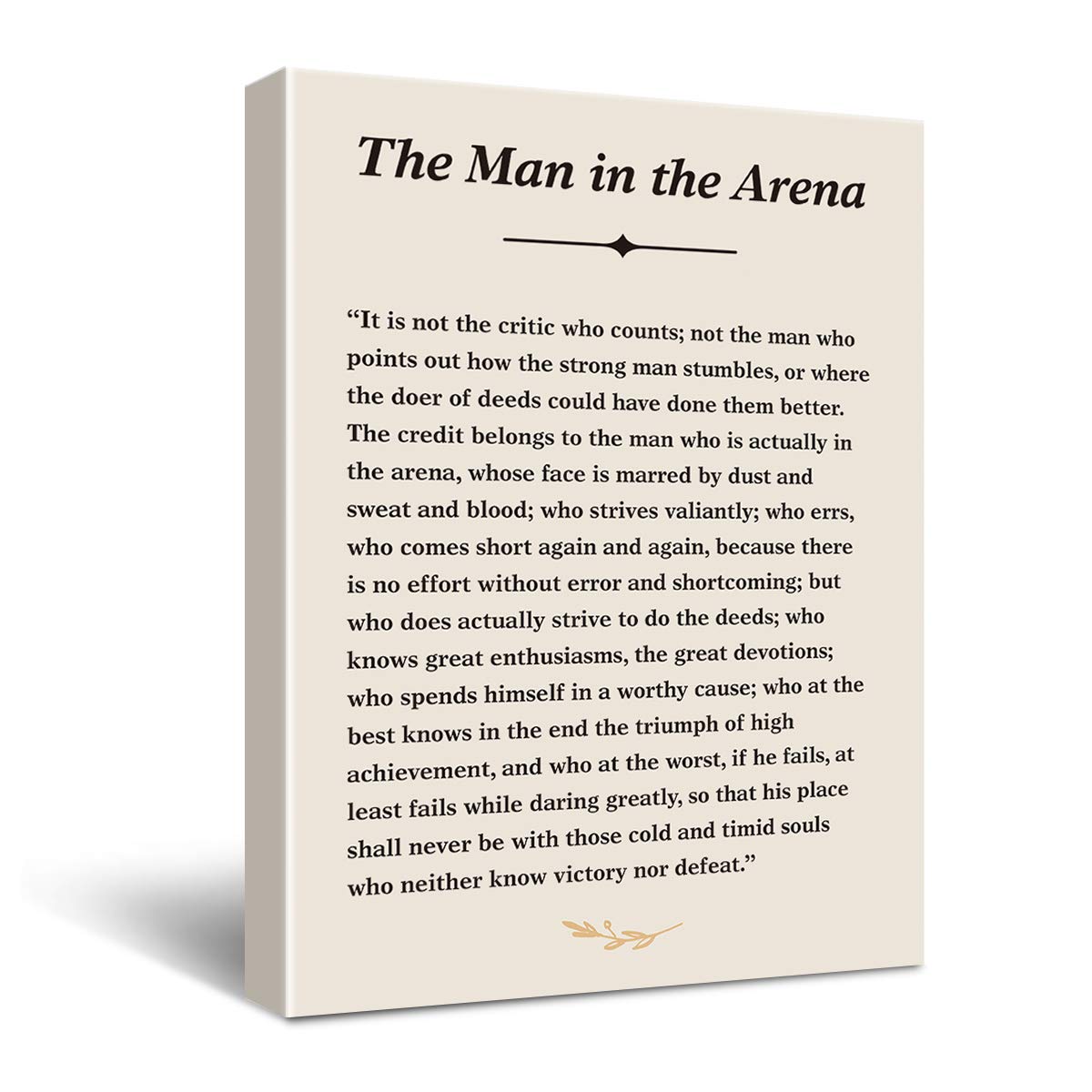 Inspirational Theodore Roosevelt Quote The Man In The Arena Sign Poster Canvas Wall Art Painting Ready To Hang For Homebedroomli