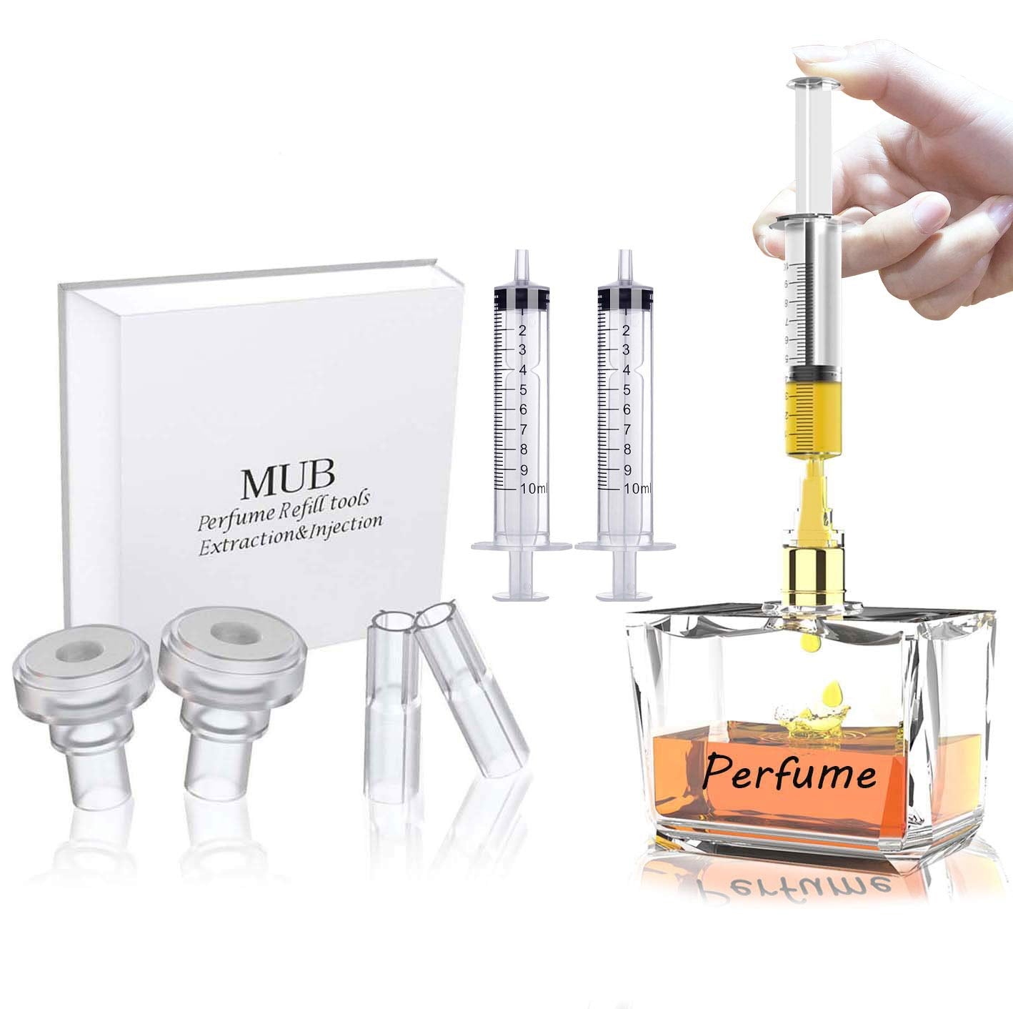 Mub Perfume Refill Pump Tools, Perfume Dispenser With Adapter Tools For Perfumes Transfer To Empty Bottles, Include 2 Syringe Fo