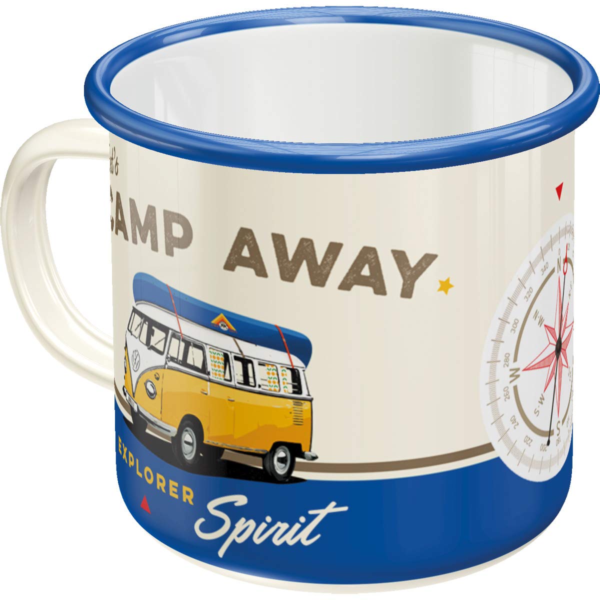 Nostalgic-Art Retro Enamel Cup, 12.2 oz, VW Bulli - Let 's Camp Away - VW Bus Gift idea, Camping Mug, Vintage design