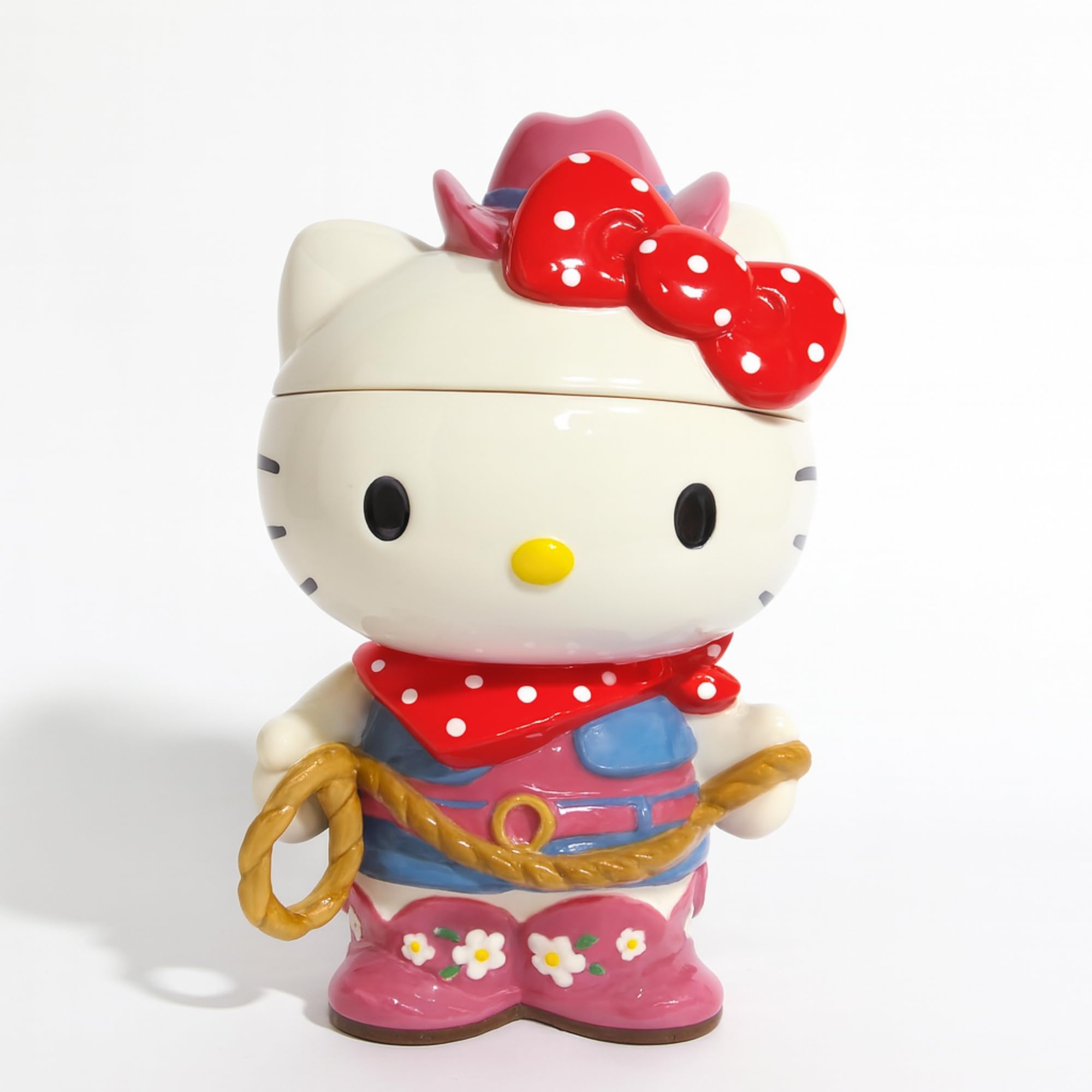 Blue Sky Clayworks HELLO KITTY Cowgirl Cookie Jar, Ceramic 6.5 L x 5.5 W x 10.25 H, Pink Western Kitchen Keepsake
