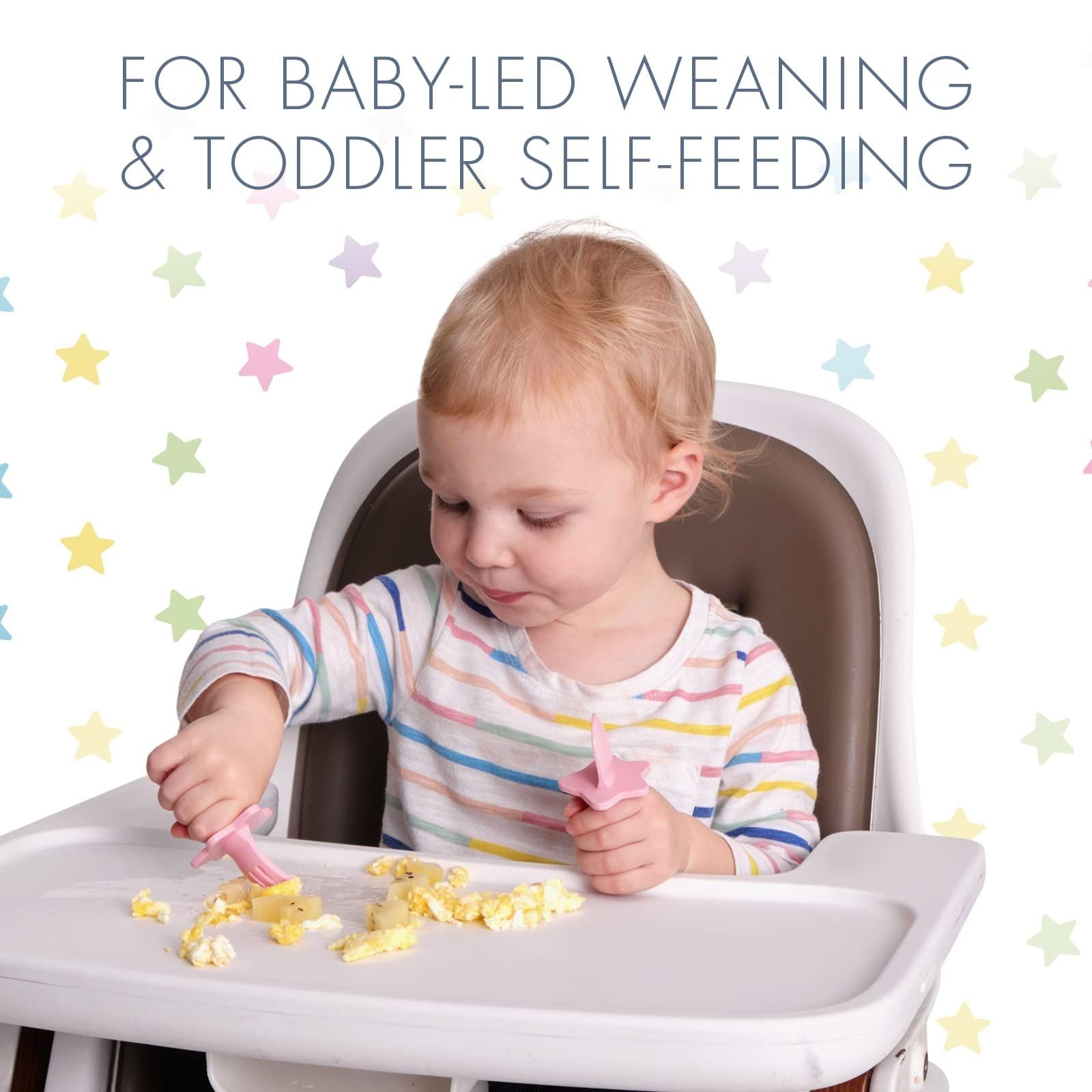Nooli Baby Silverware Baby Fork Toddler Forks Toddler Utensils, BPA Phthalates-Free, Dishwasher and Sterilizer Safe, Pink