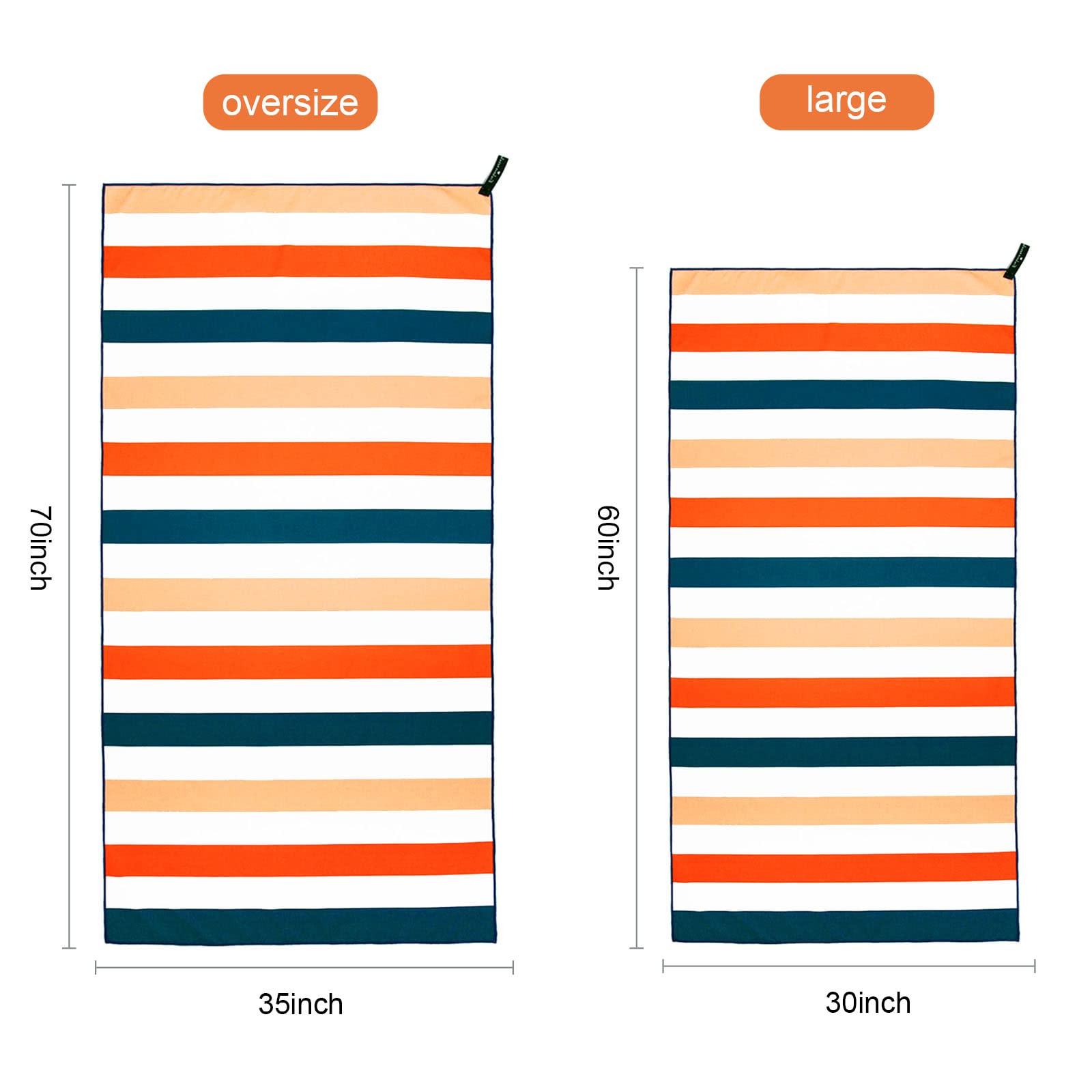 Exclusivo Mezcla 4 Pack Large Microfiber Quick Dry Beach Towels, Lightweight Sand-Free Cabana Stripe Pool Travel Camping Towel W