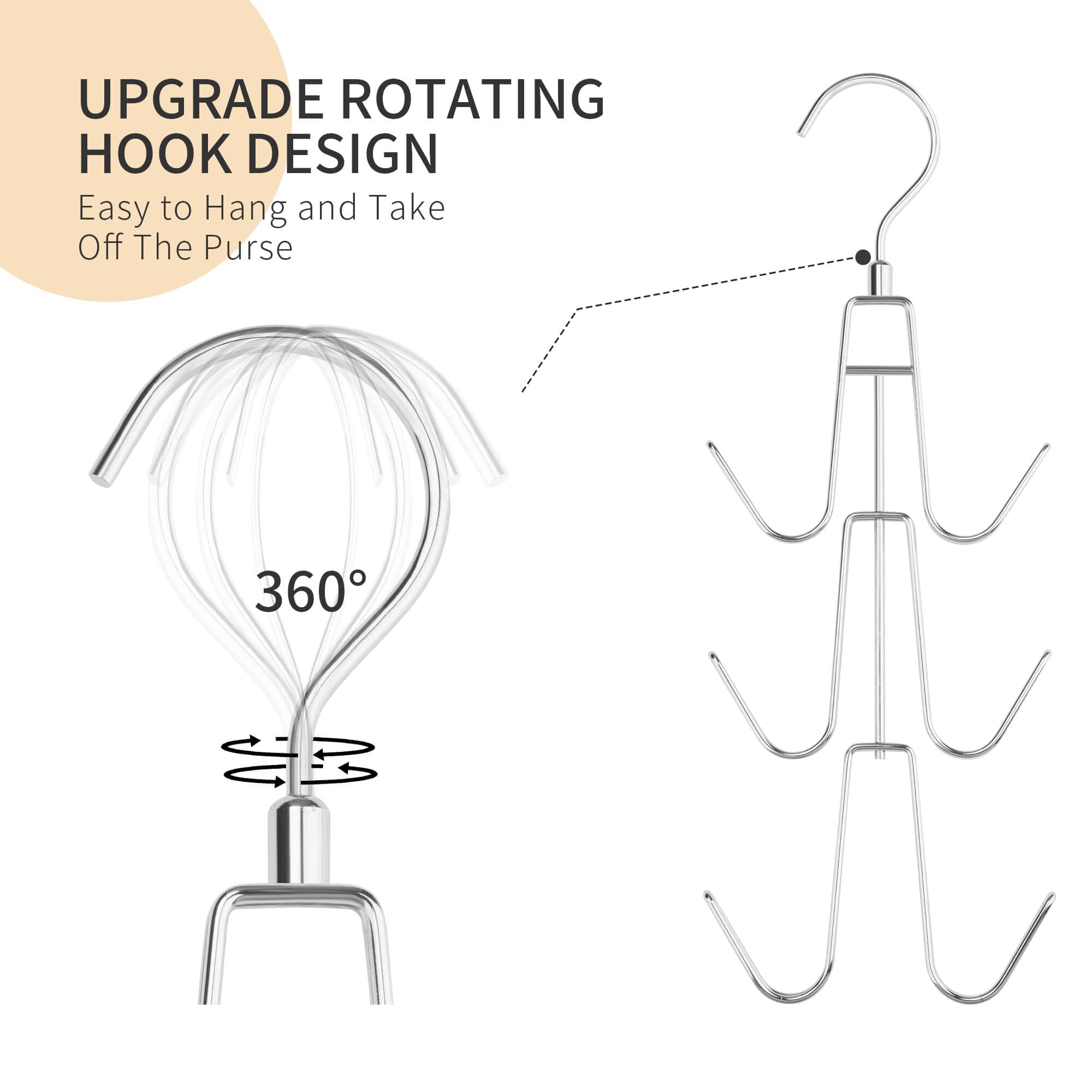 Podatol Rotatable Metal Clothes Hanger, Silver, 2 Pieces