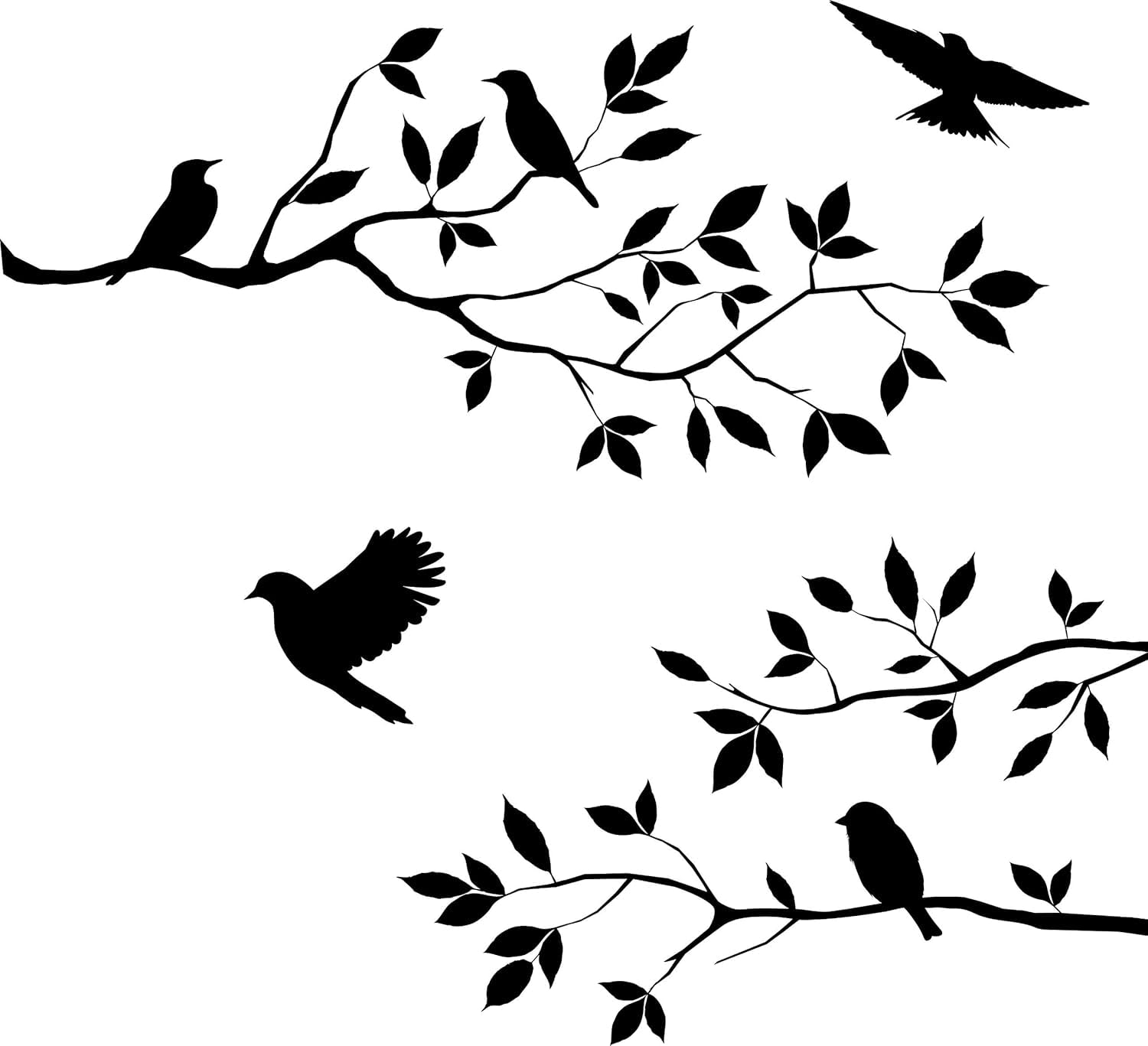 Burnish Birds & Blossoms Vinyl Wall Decal, 16 X 24-Inches