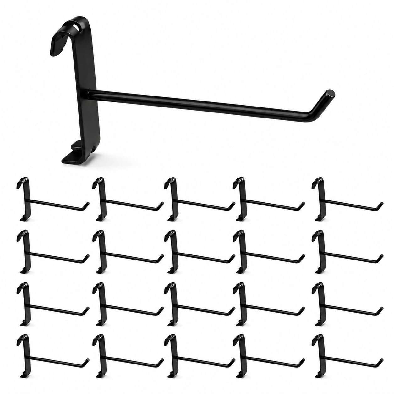 Q1 Beads 20 Pcs 6 Inch Metal Grid Wall Mesh/Jali Panel Hook  Black Powder CoatedPack Of 20 Pcs. (15 Cm)