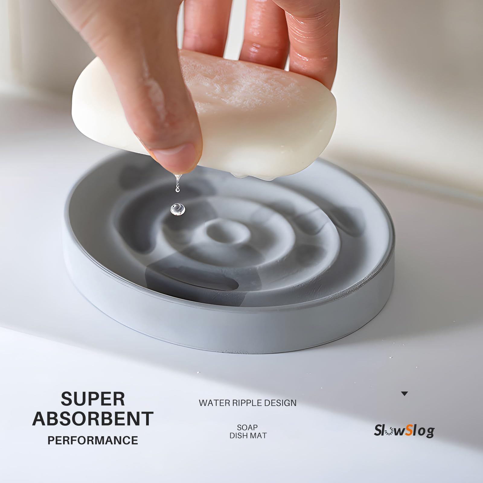 Slow Slog Diatomite Soap Dish, 2 Pack Water Absorbent Stone Soap Dish Holder, Quick Dry Diatomaceous Earth Soap Tray For Hand So