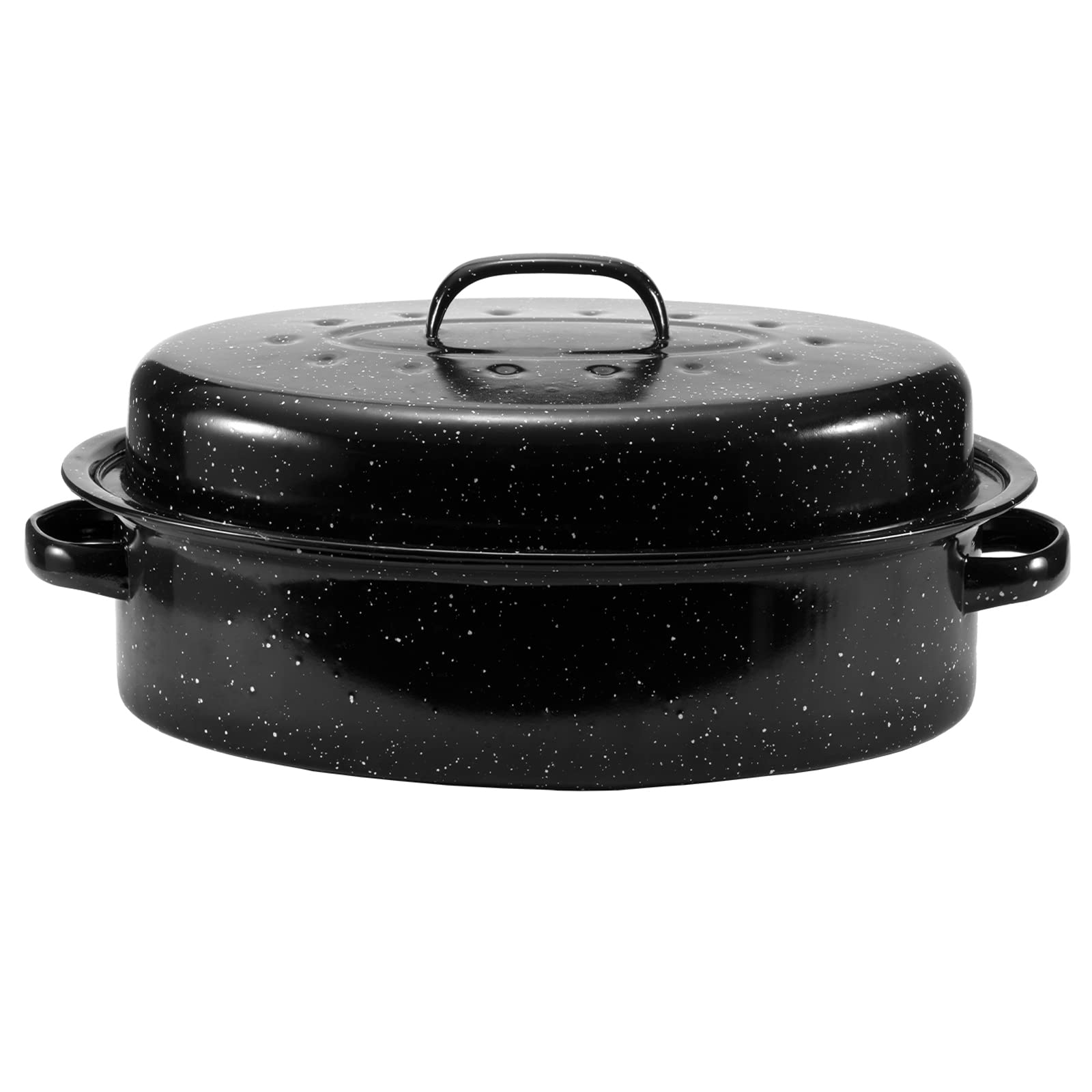 Jy Cookment 15.7'' Enameled Oval Roaster With Domed Lid - For Turkey, Chicken, Ham, Dishwasher Safe
