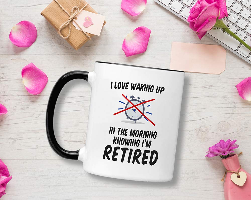 Casitika Retirement Gifts for Men and Women. 11 oz Retired Mug Gift Idea for Coworker. I Love Waking Up in the Morning Retired.