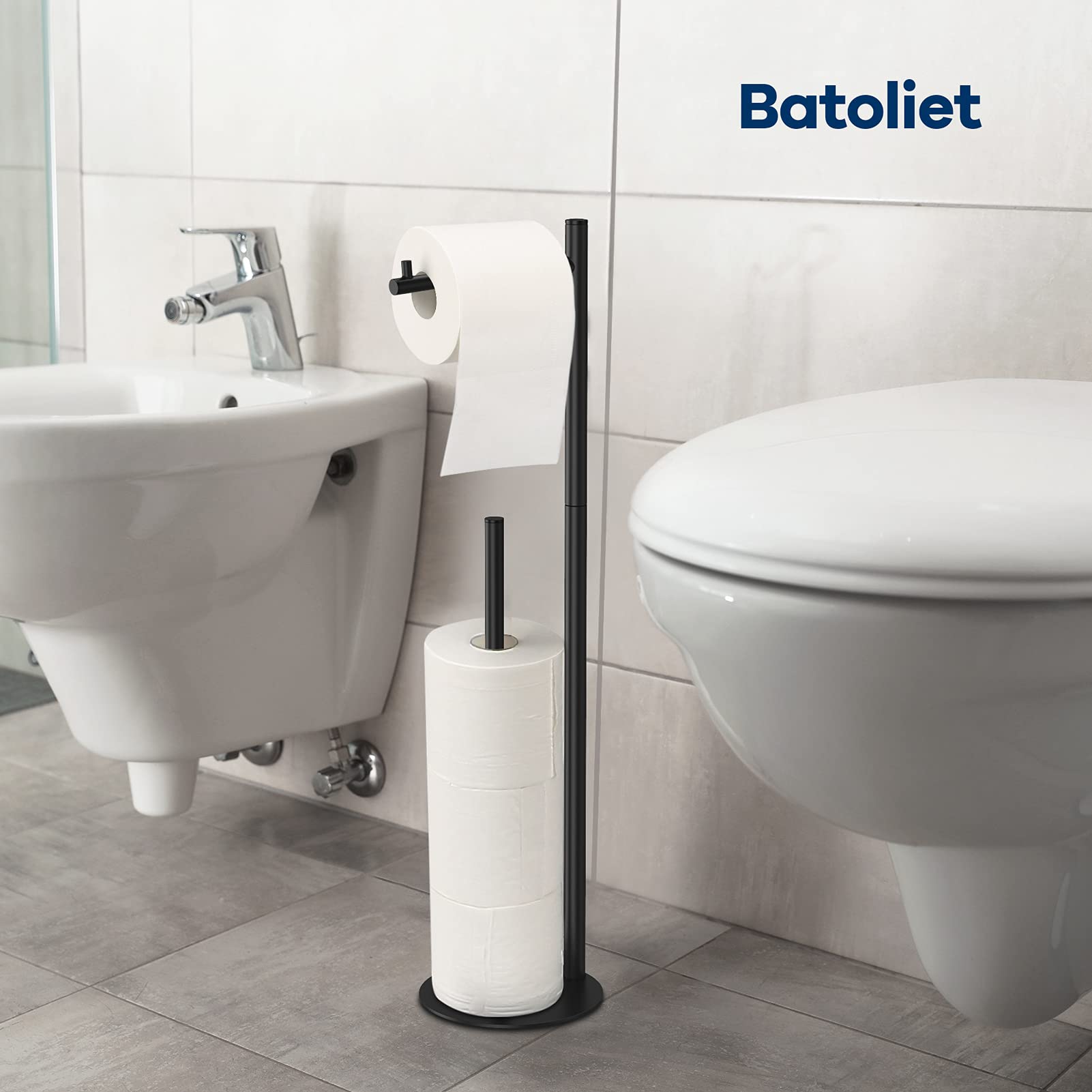 Toilet Paper Holder Stand, Bathroom Toilet Paper Roll Holder Stand With Reserve, Standing Toilet Paper Holder With Storage