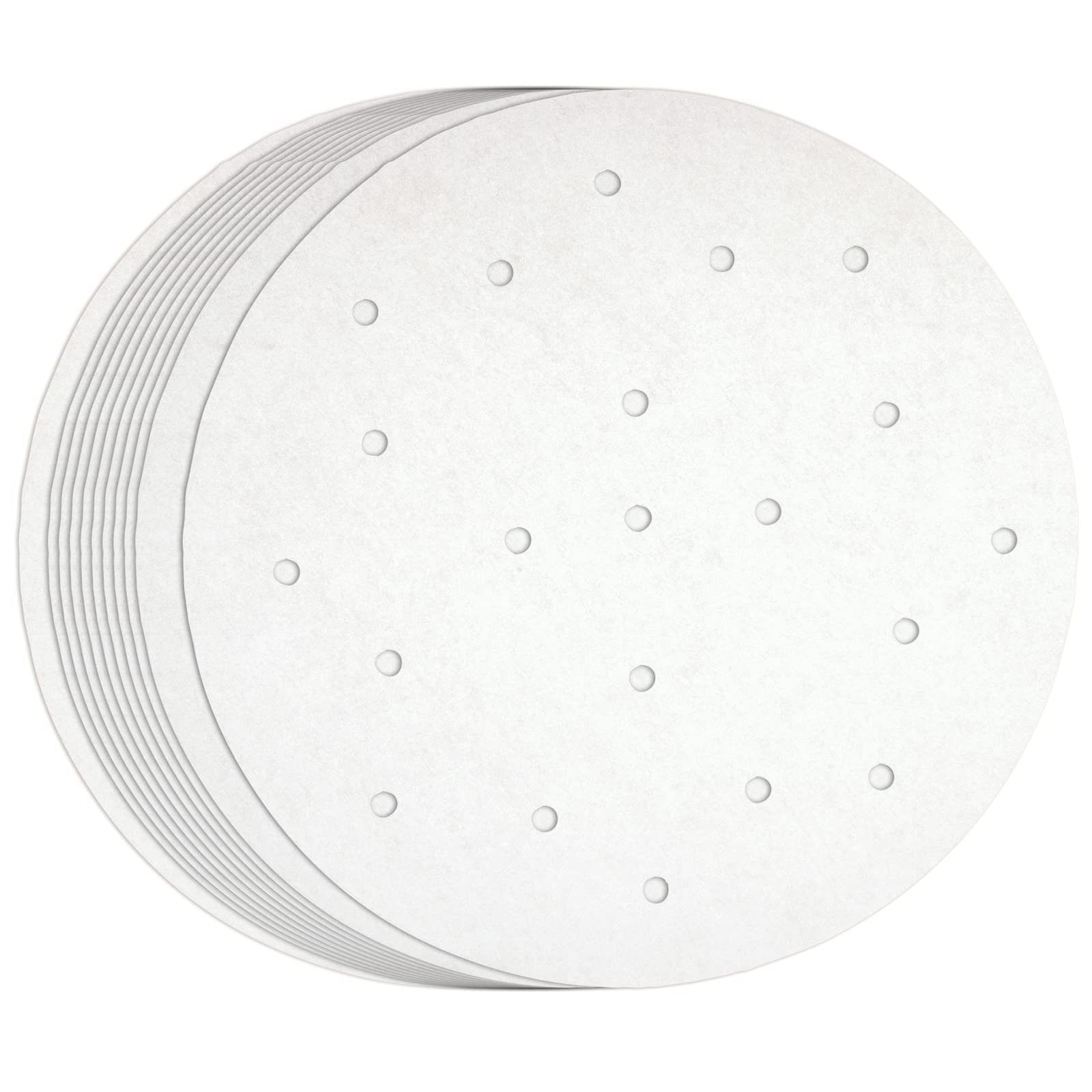 Juvale Round Air Fryer Liners With Holes - 8-Inch Parchment Paper Disposable, Dumpling Paper - Perforated Bamboo Steamer Liner S