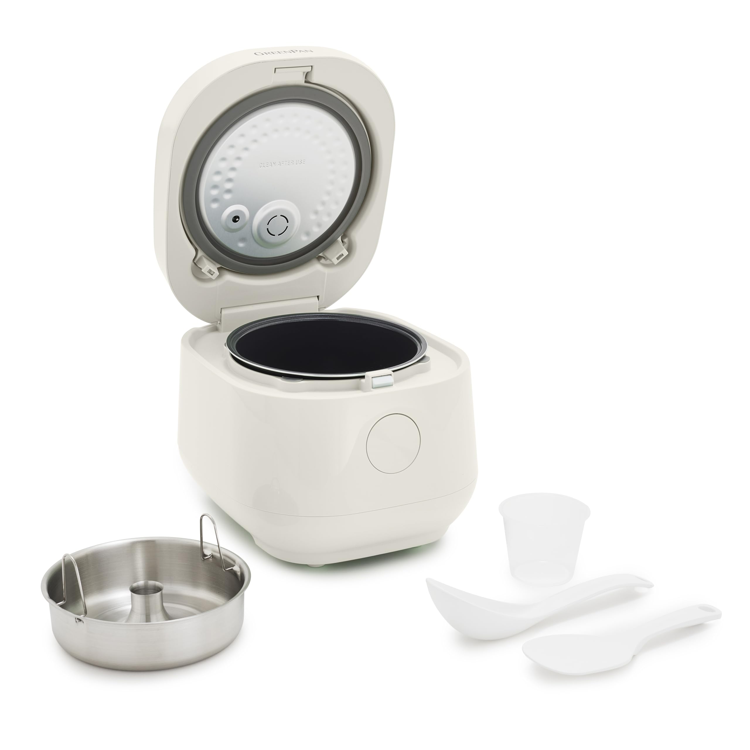 GreenPan Rice Cooker, 8 Cups Cooked (4 Uncooked), Low-Carb & Soup Mode,10 ONE-TOUCH Cooking Presets, PFAS-Free Ceramic Steamer B