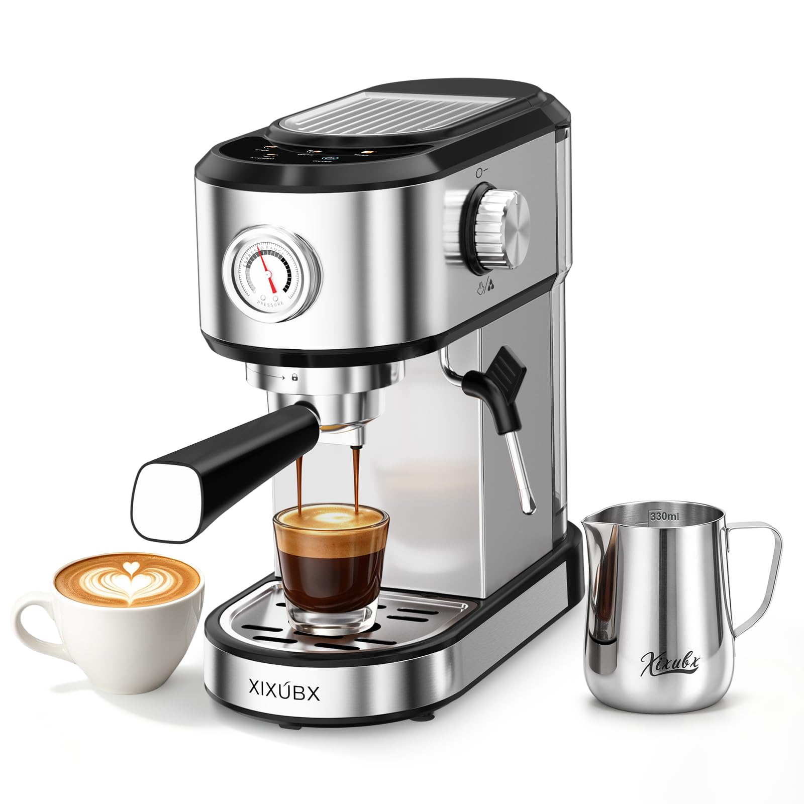 XIXUBX 20 Bar Espresso Machine, Milk Frother, Touchscreen & Pressure Gauge
