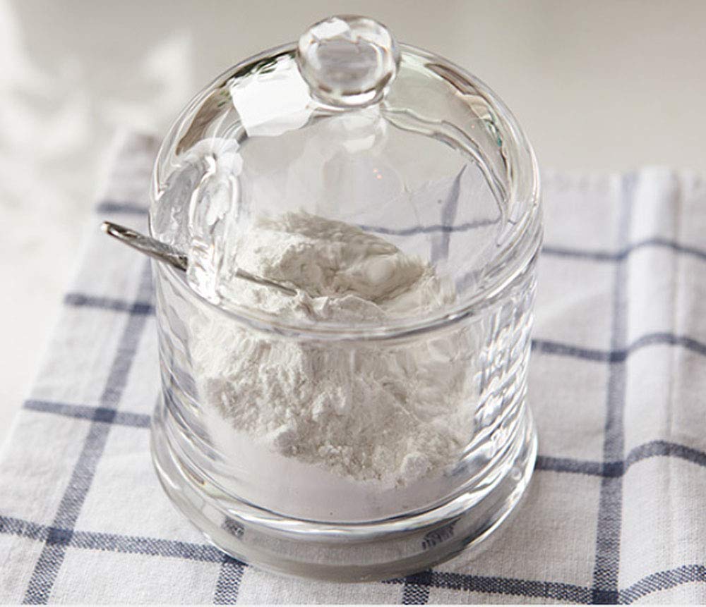 Glass Sugar Bowl Spice Jar Seasoning Pot with Lid And Stainless Steel Spoon