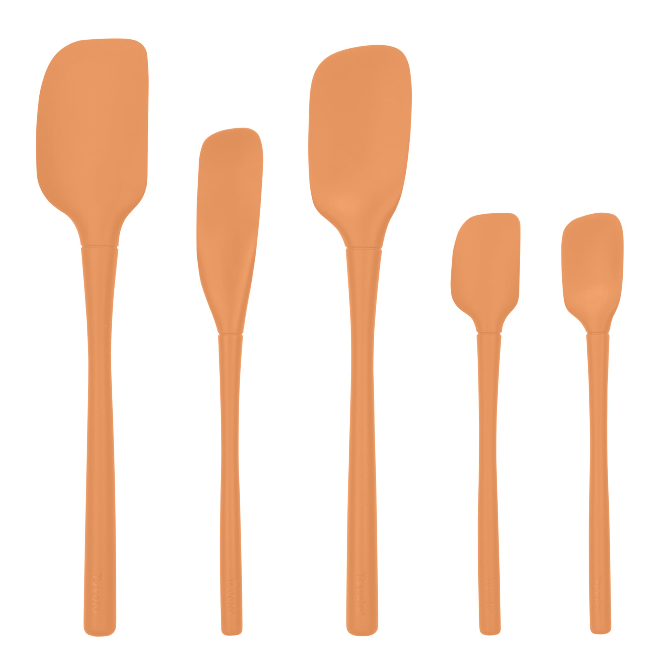 Tovolo 5-Piece Silicone Utensil Set (Apricot): Spatula, Spoonula, Jar Scraper, Mini Spatula, Mini Spoonula
