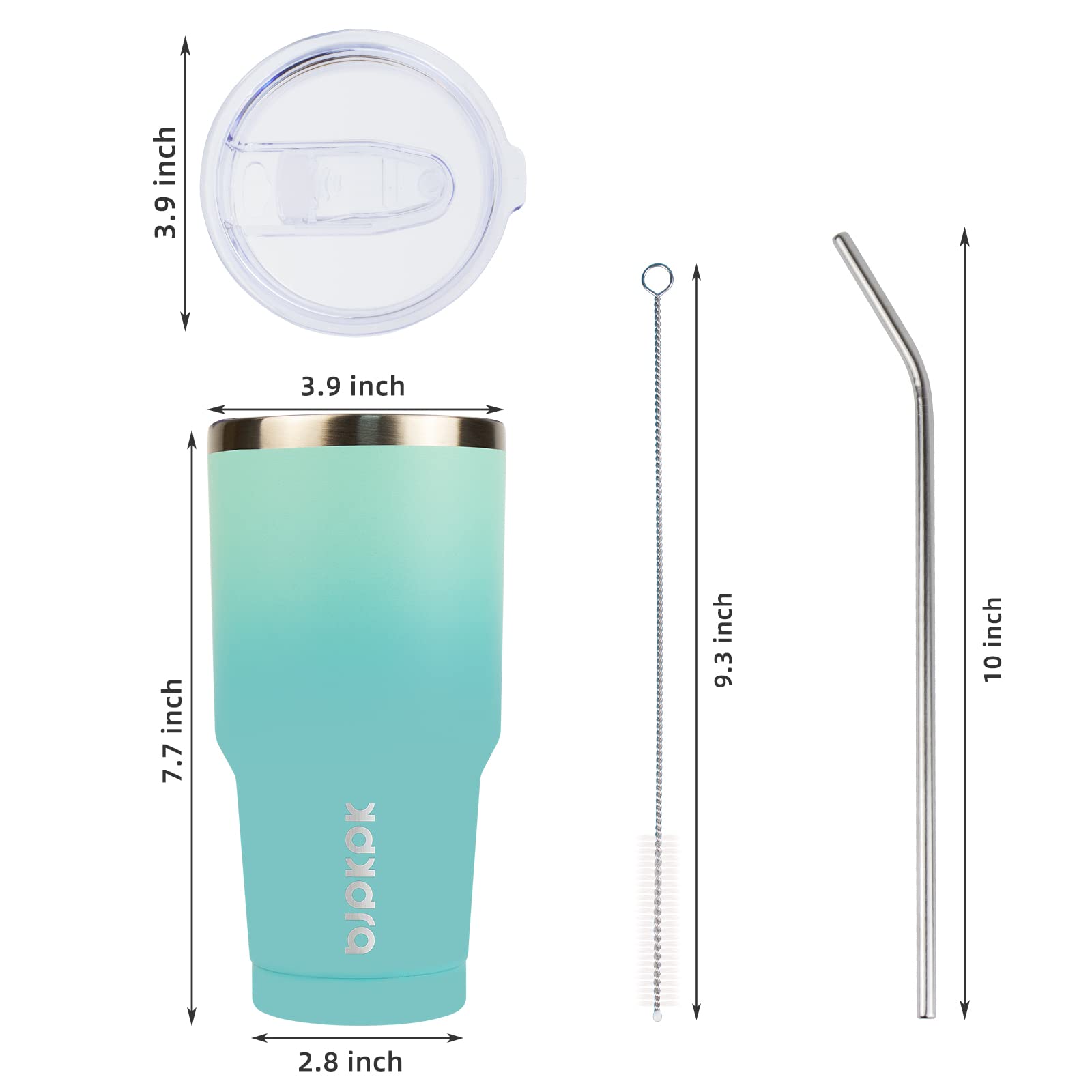 Bjpkpk 30Oz Stainless Steel Tumbler Color Block Insulated Tumblers Cup With Lid And Straw, Double Walled Travel Coffee Mug,Mint