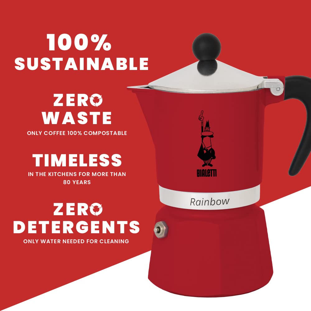 Bialetti 4961 Rainbow Espresso Maker, Red
