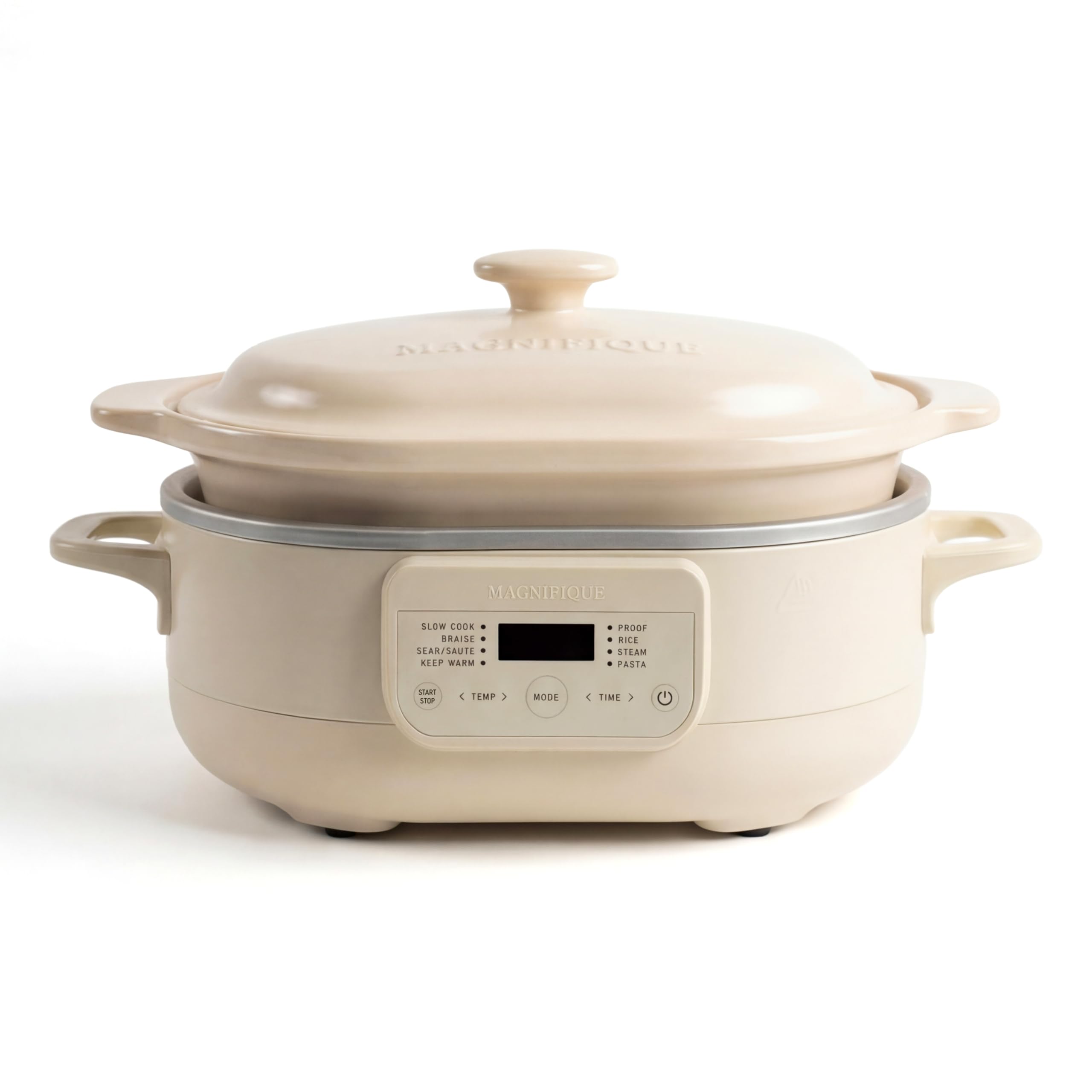 MAGNIFIQUE 6 Quart Programmable Casserole Slow Cooker, 8in1 Multi Cooker with Removable NonToxic Stoneware Crock, Claypot Slo
